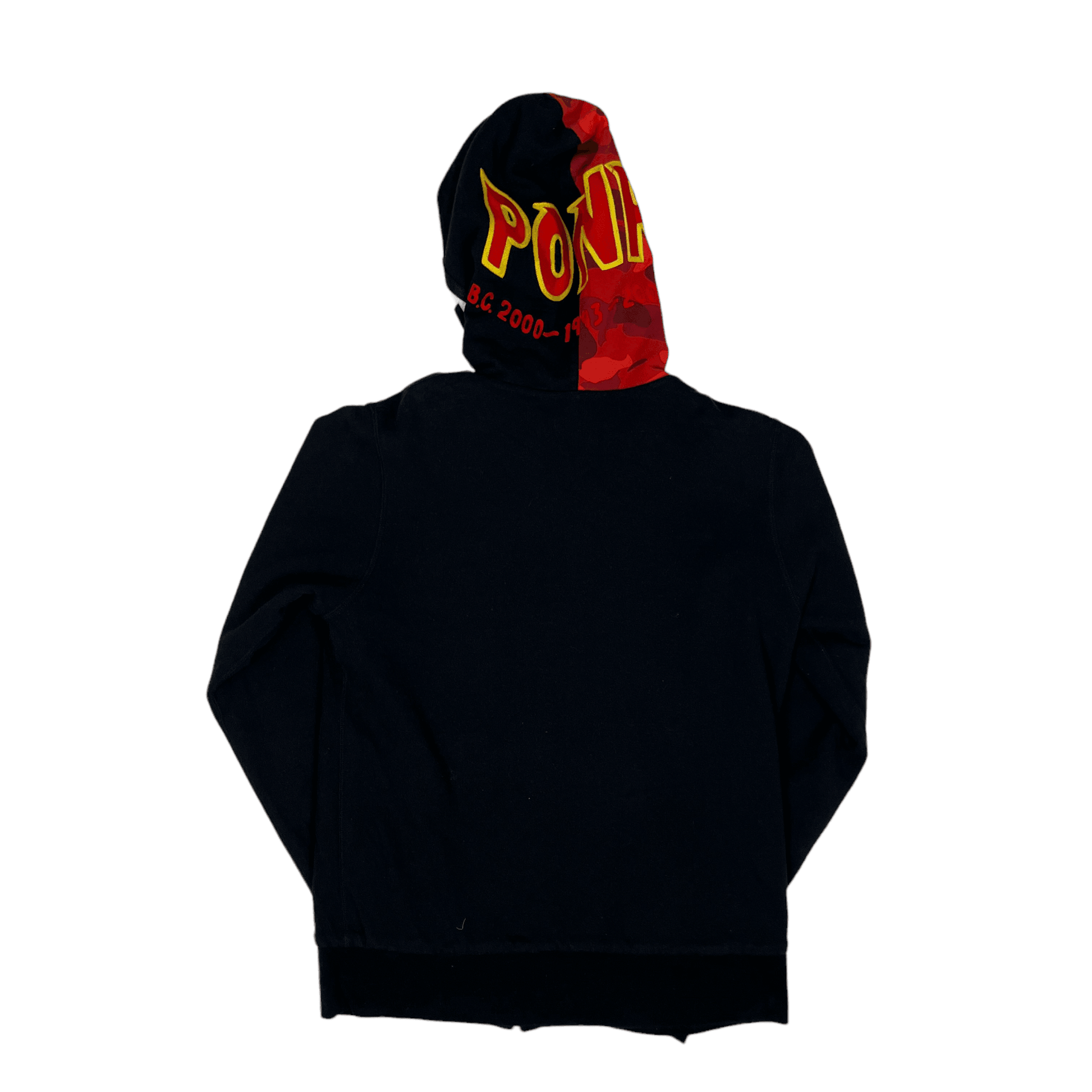 Black + Red A Bathing Ape (BAPE) PONR Reversible Shark Hoodie - Small - The Streetwear Studio