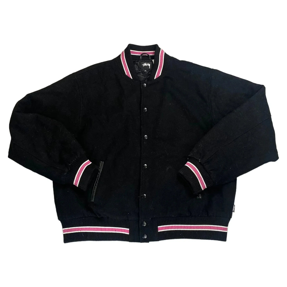 Black Stussy Varsity Jacket - XL | The Streetwear Studio