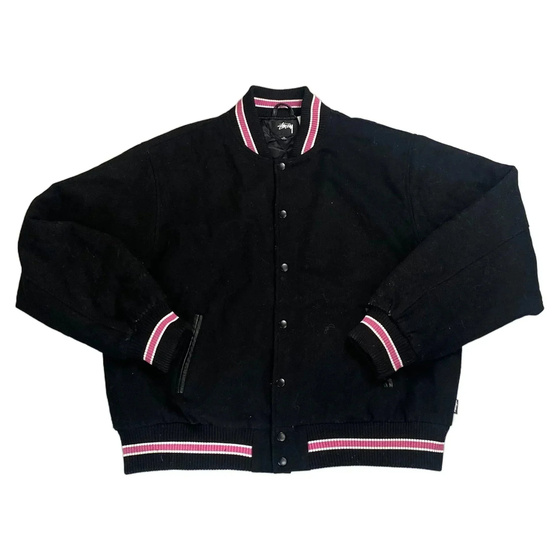 Black Stussy Varsity Jacket - XL | The Streetwear Studio