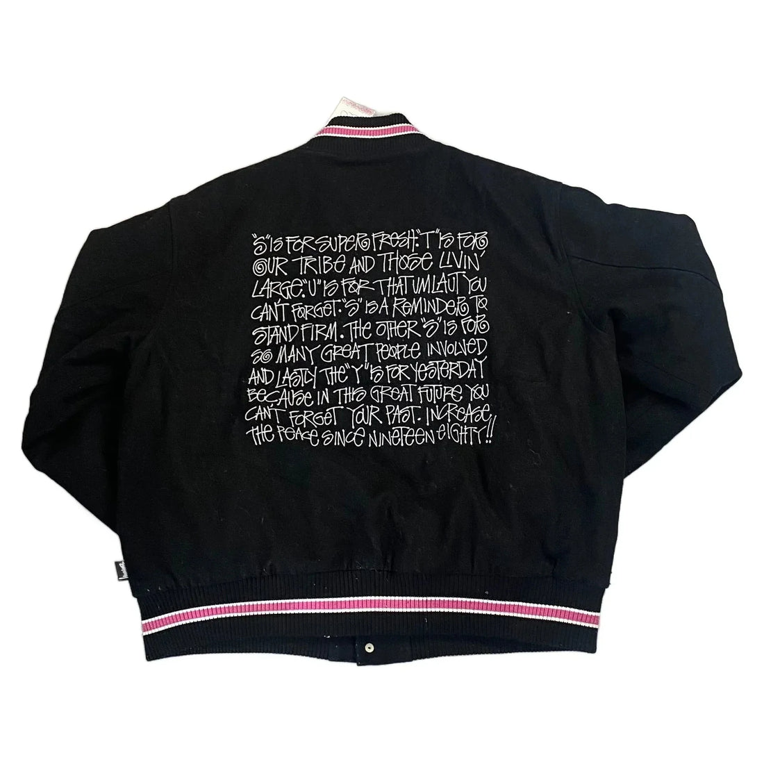 Black Stussy Varsity Jacket - XL | The Streetwear Studio