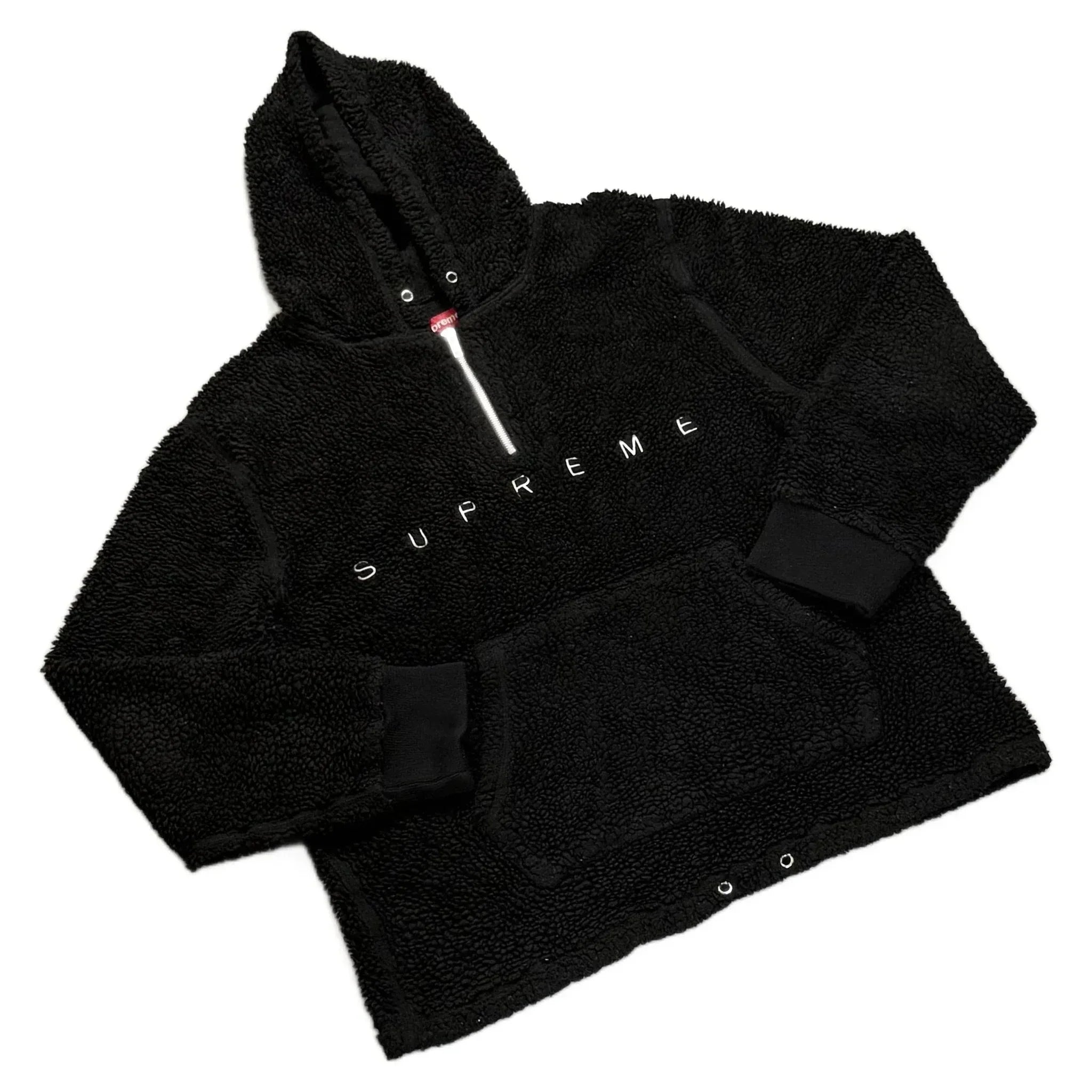 Black Supreme 1/4 Zip Hoodie - L | The Streetwear Studio