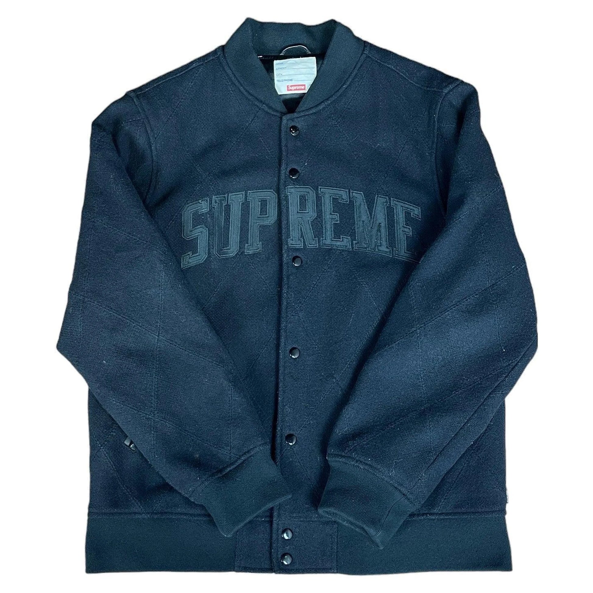 Black Supreme AW2015 Varsity Jacket - XL | The Streetwear Studio