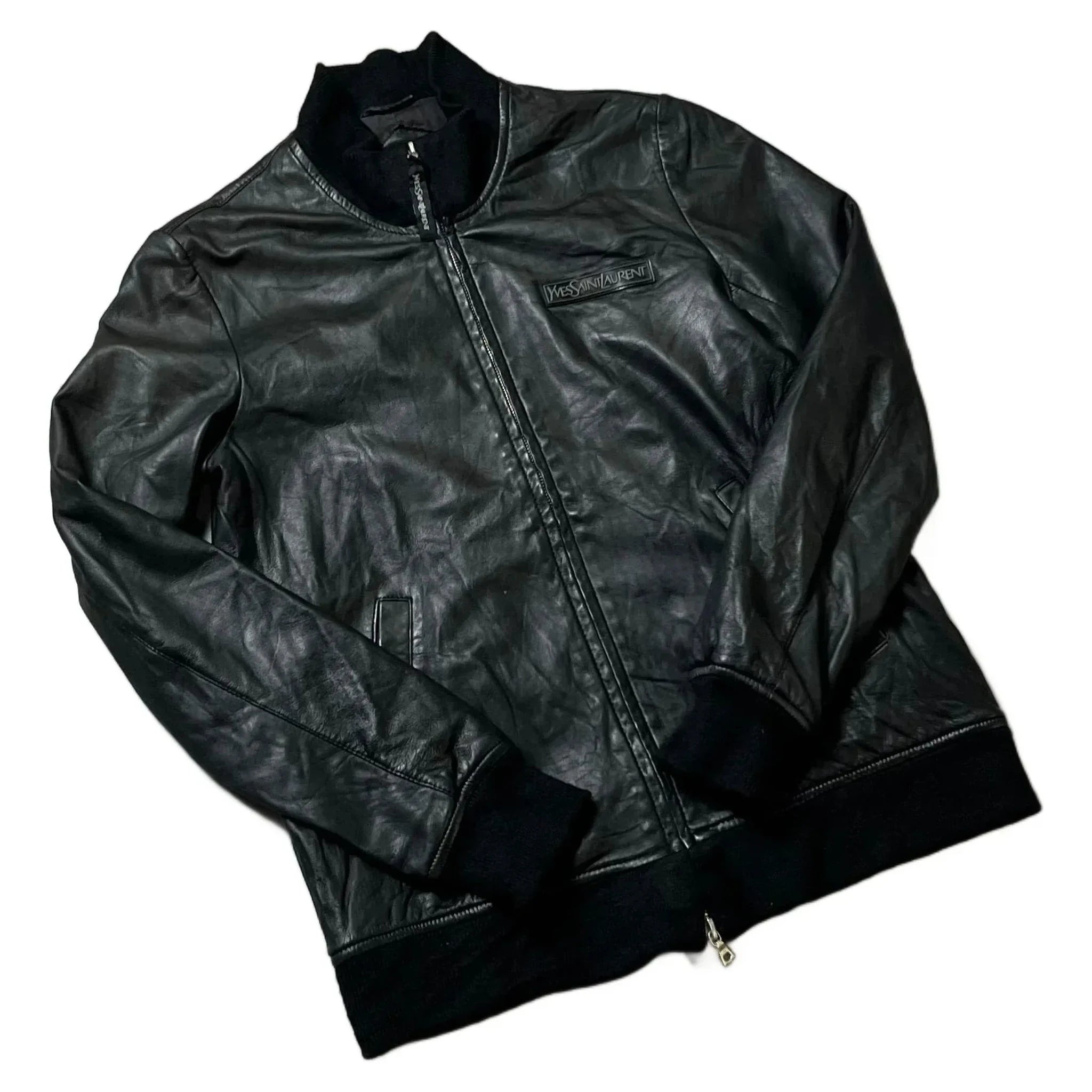 Black Yves Saint Laurent (YSL) Leather Jacket - M | The Streetwear Studio