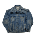 Blue Denim Balenciaga Spellout Jacket - 50 (Extra Large) - The Streetwear Studio