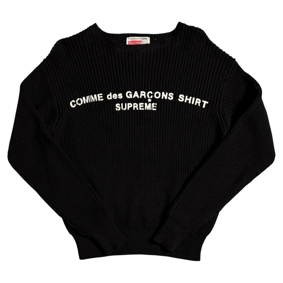 Brand New Black Supreme x Comme Des Garcons Knitted Sweatshirt - S | The Streetwear Studio