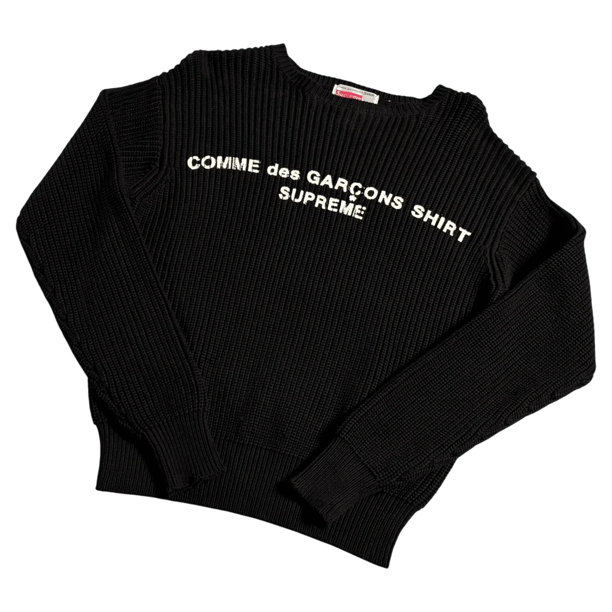 Brand New Black Supreme x Comme Des Garcons Knitted Sweatshirt - S | The Streetwear Studio