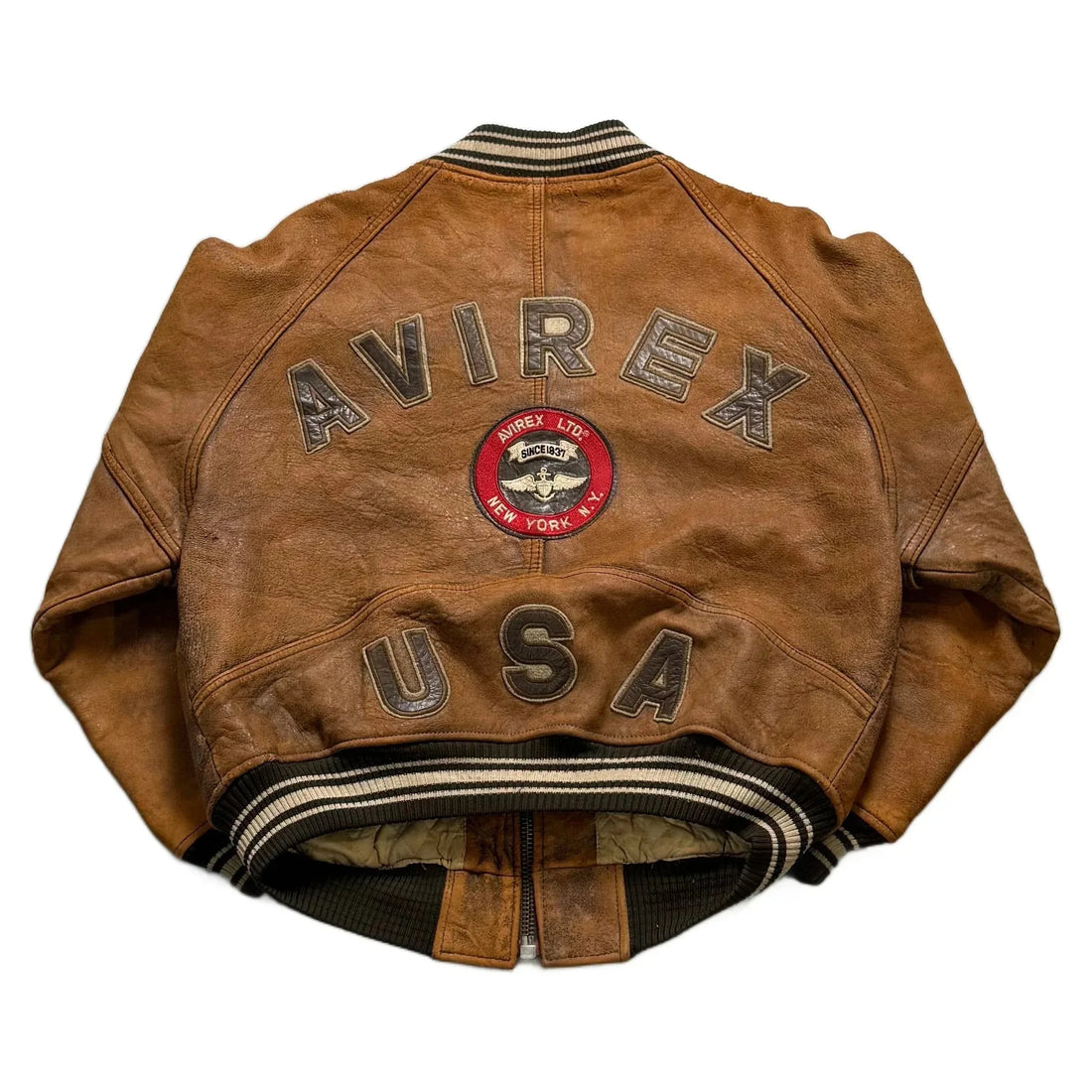 Brown Avirex Leather Jacket - XL | The Streetwear Studio