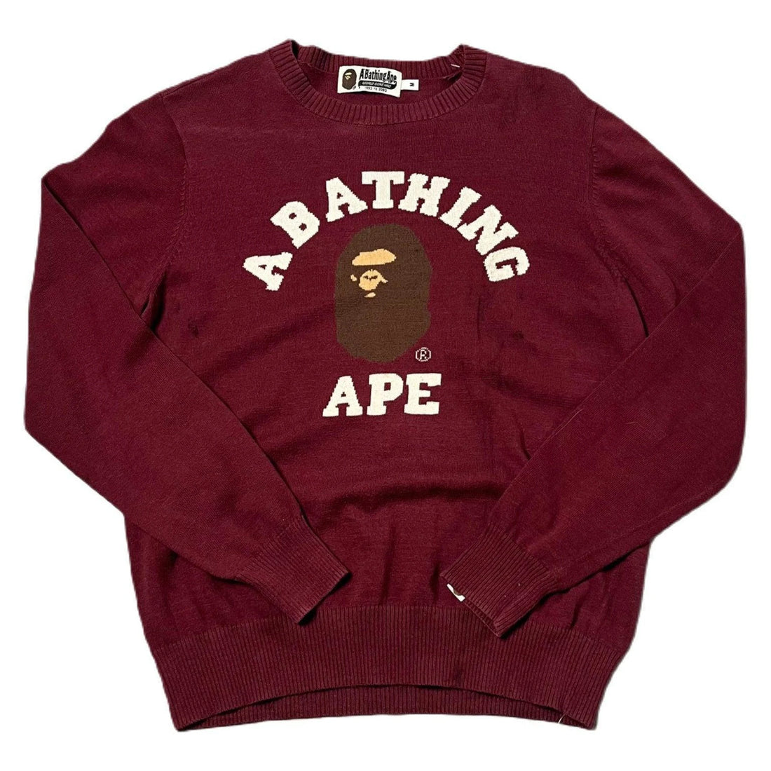 Burgundy A Bathing Ape (BAPE) Knitted Sweatshirt - M | The Streetwear Studio