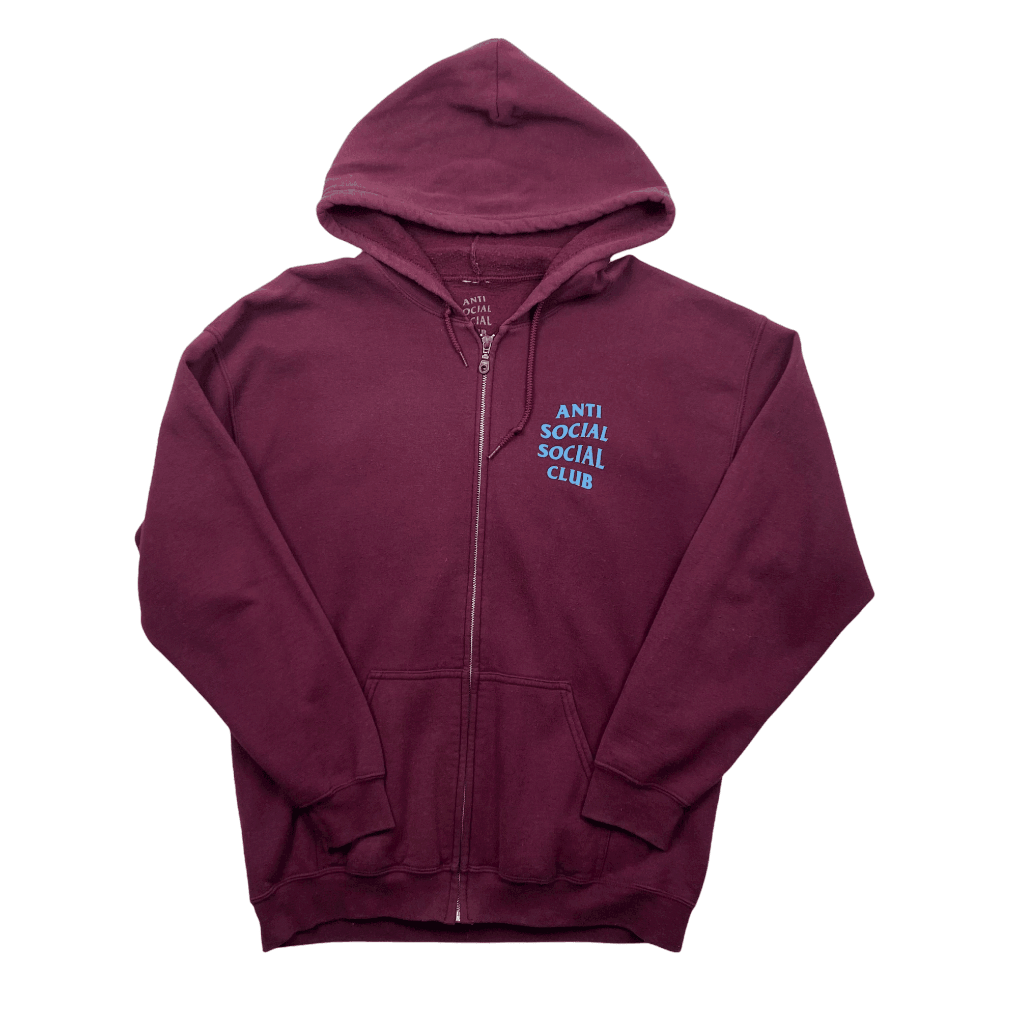 Burgundy + Blue Anti Social Social Club (ASSC) Full Zip Jacket - Large - The Streetwear Studio
