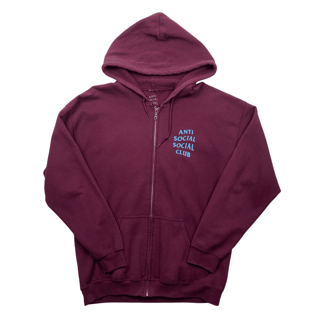 Burgundy + Blue Anti Social Social Club (ASSC) Full Zip Jacket - Large - The Streetwear Studio
