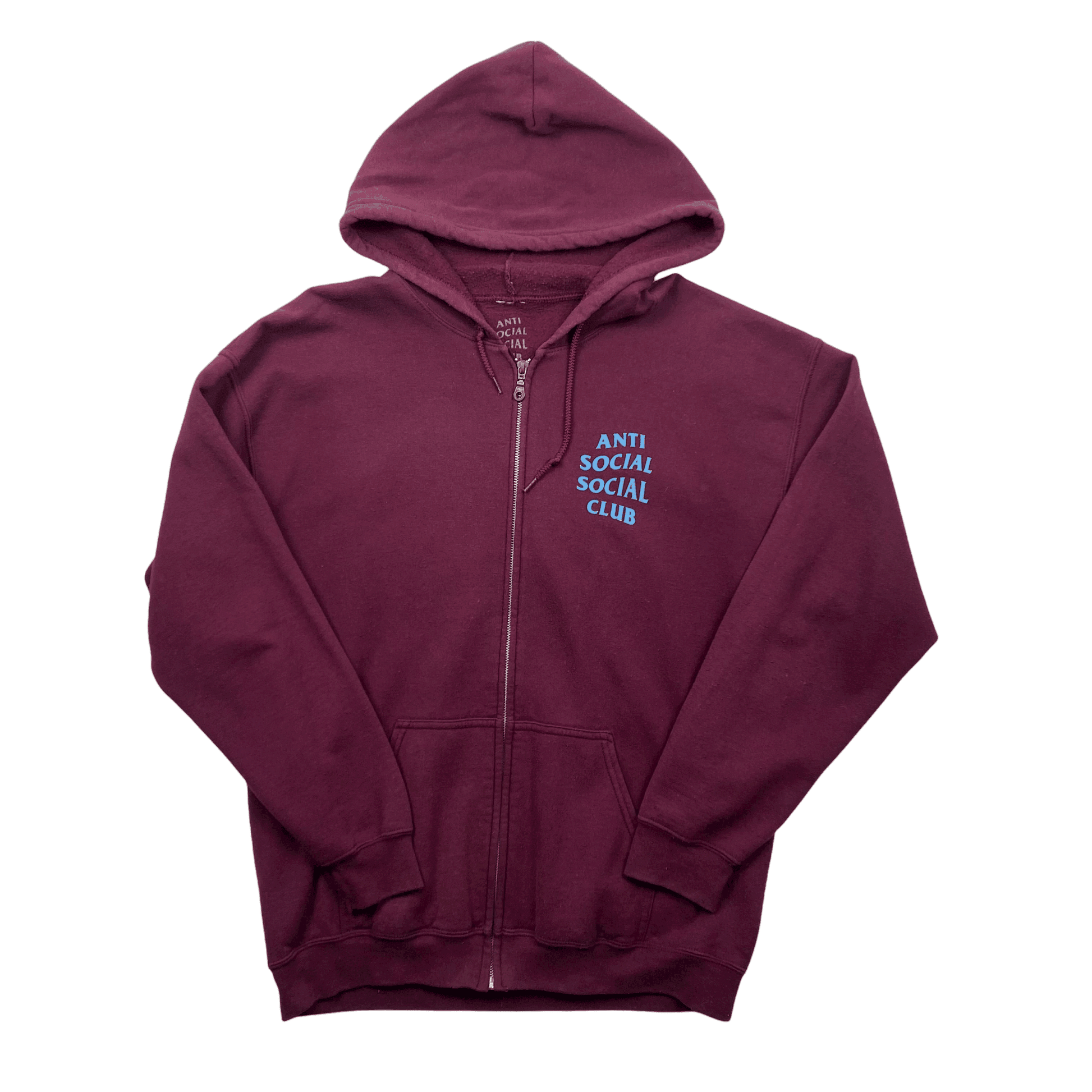 Burgundy + Blue Anti Social Social Club (ASSC) Full Zip Jacket - Large - The Streetwear Studio