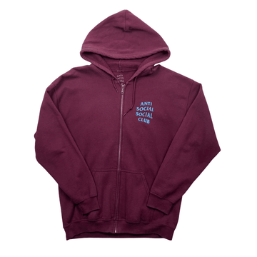 Burgundy + Blue Anti Social Social Club (ASSC) Full Zip Jacket - Large - The Streetwear Studio