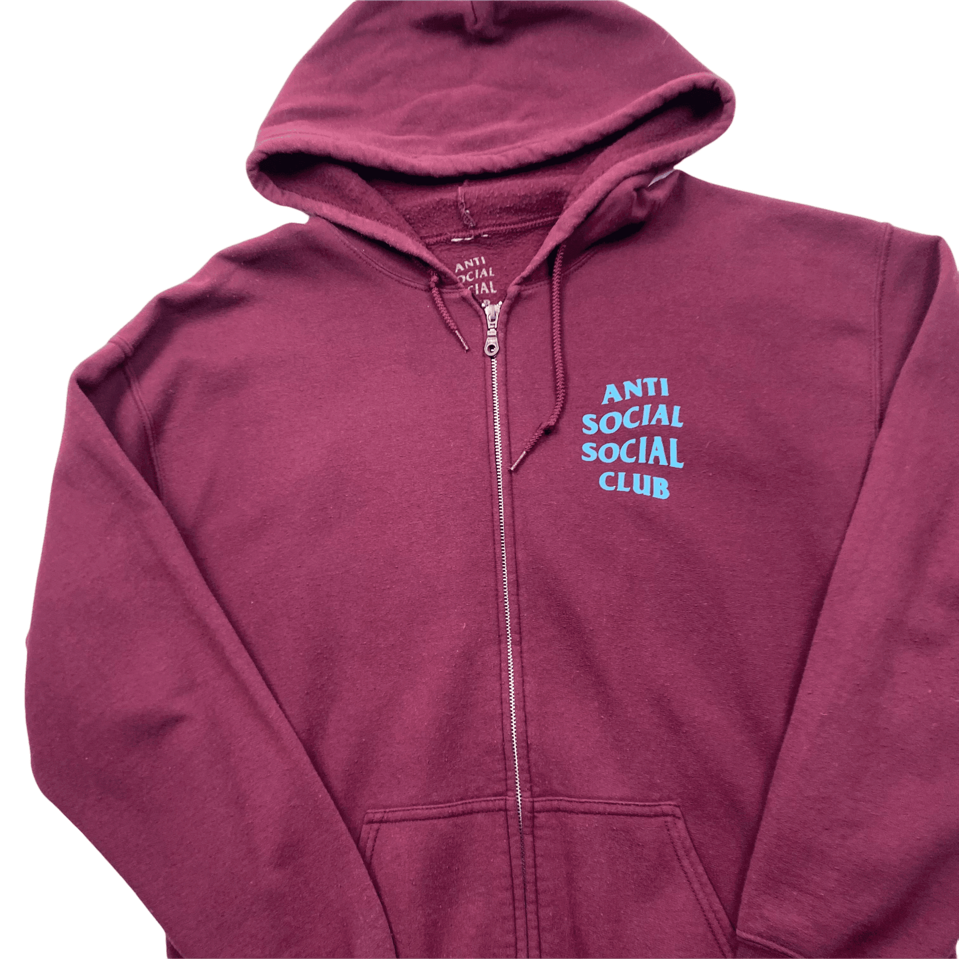 Burgundy + Blue Anti Social Social Club (ASSC) Full Zip Jacket - Large - The Streetwear Studio