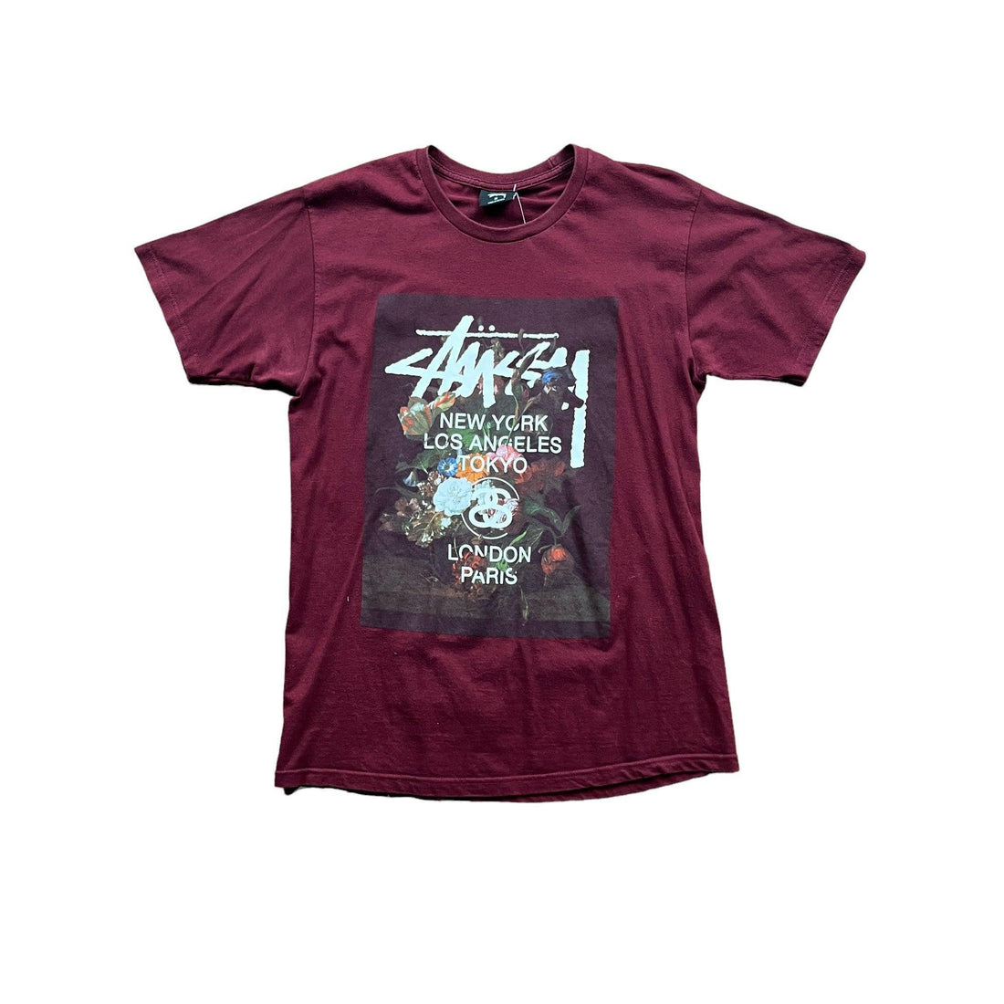 Burgundy Stussy Tee - Medium - The Streetwear Studio