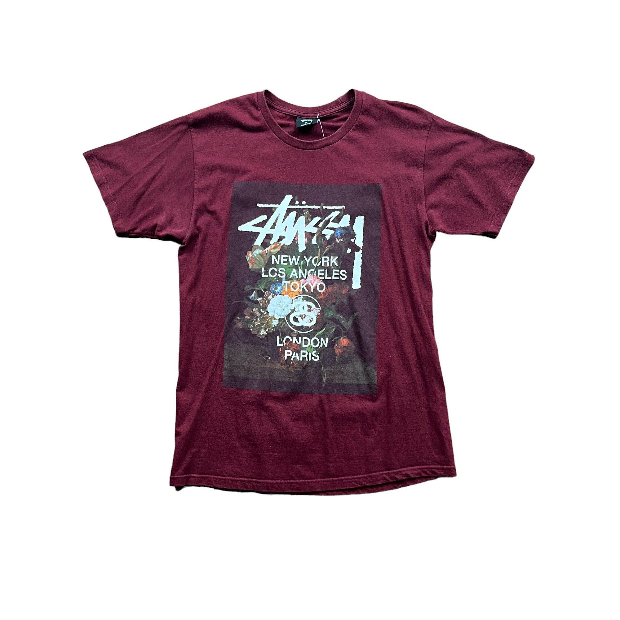 Burgundy Stussy Tee - Medium - The Streetwear Studio