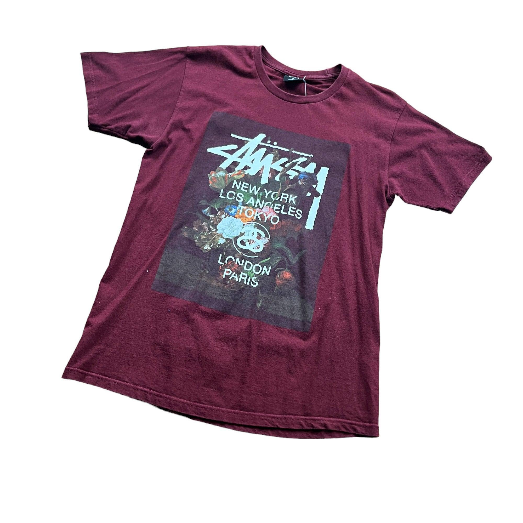 Burgundy Stussy Tee - Medium - The Streetwear Studio
