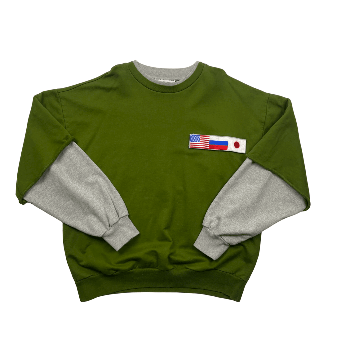Green + Grey Gosha Rubchinskiy Oversized Double Sleeve Sweatshirt - Large - The Streetwear Studio