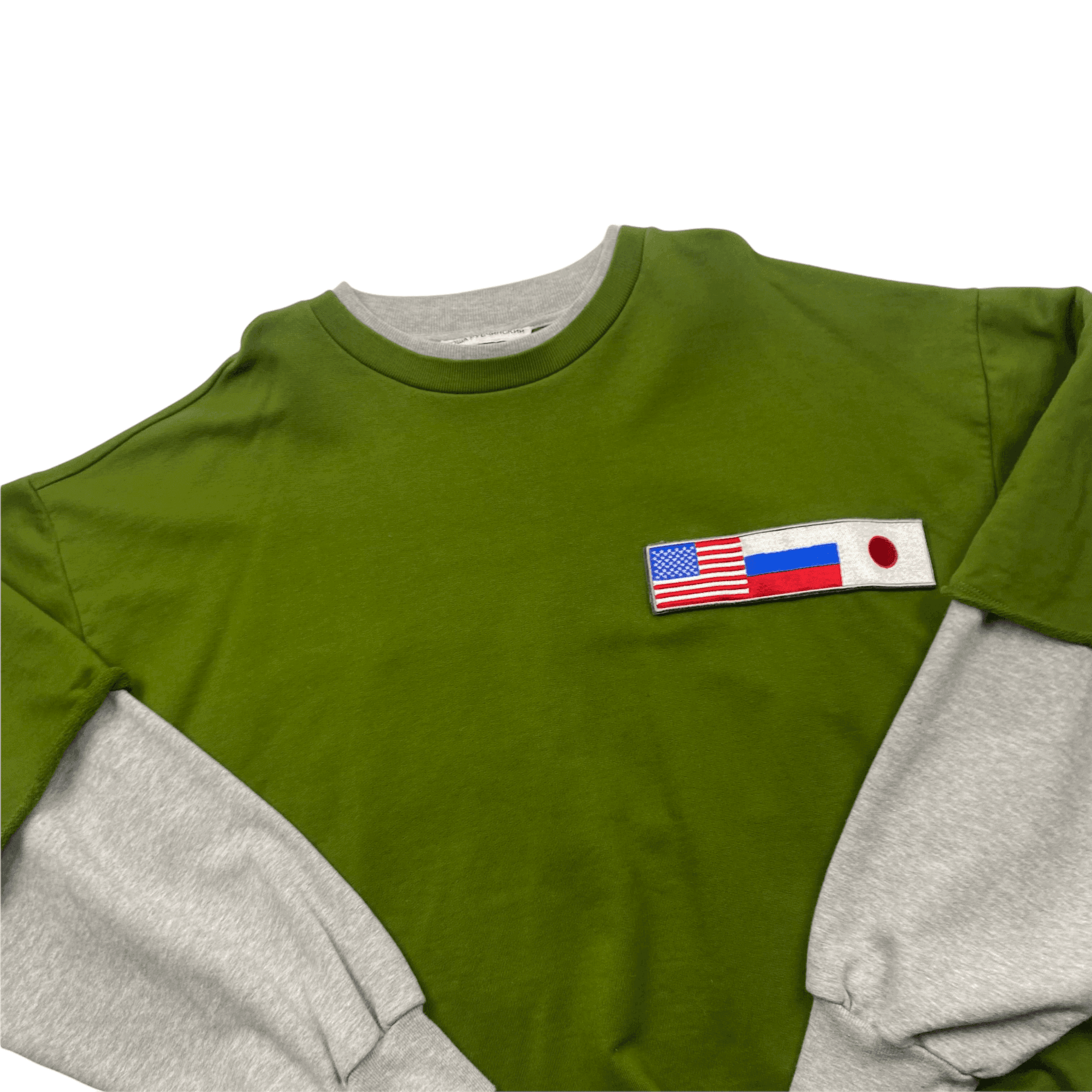 Green + Grey Gosha Rubchinskiy Oversized Double Sleeve Sweatshirt - Large - The Streetwear Studio