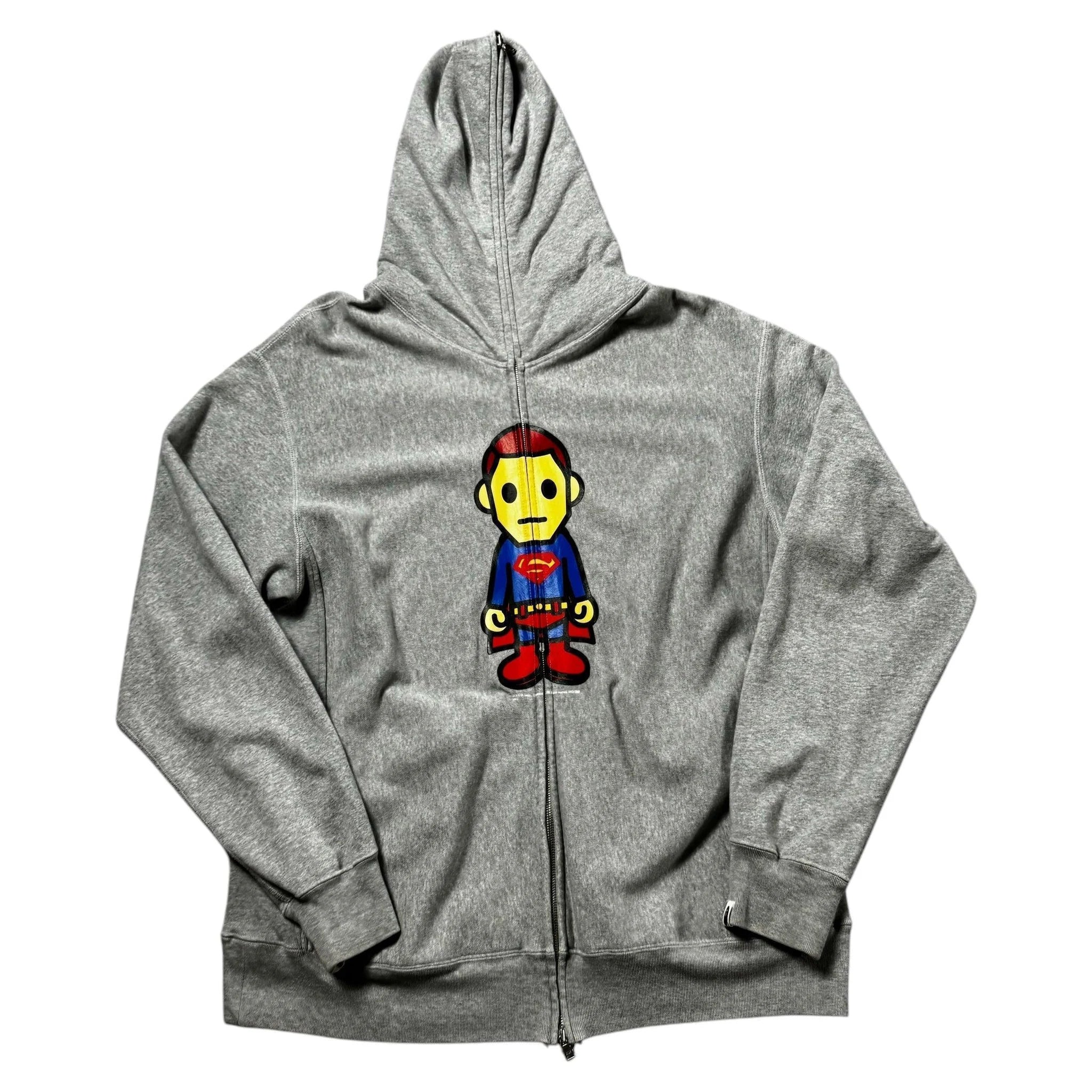 Grey A Bathing Ape (BAPE) x Marvel Superman Hoodie - L | The Streetwear Studio