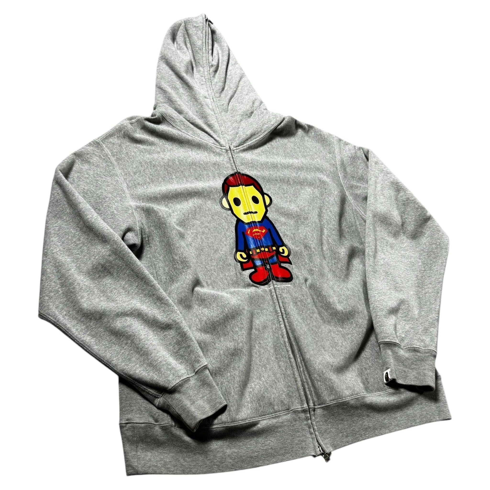 Grey A Bathing Ape (BAPE) x Marvel Superman Hoodie - L | The Streetwear Studio