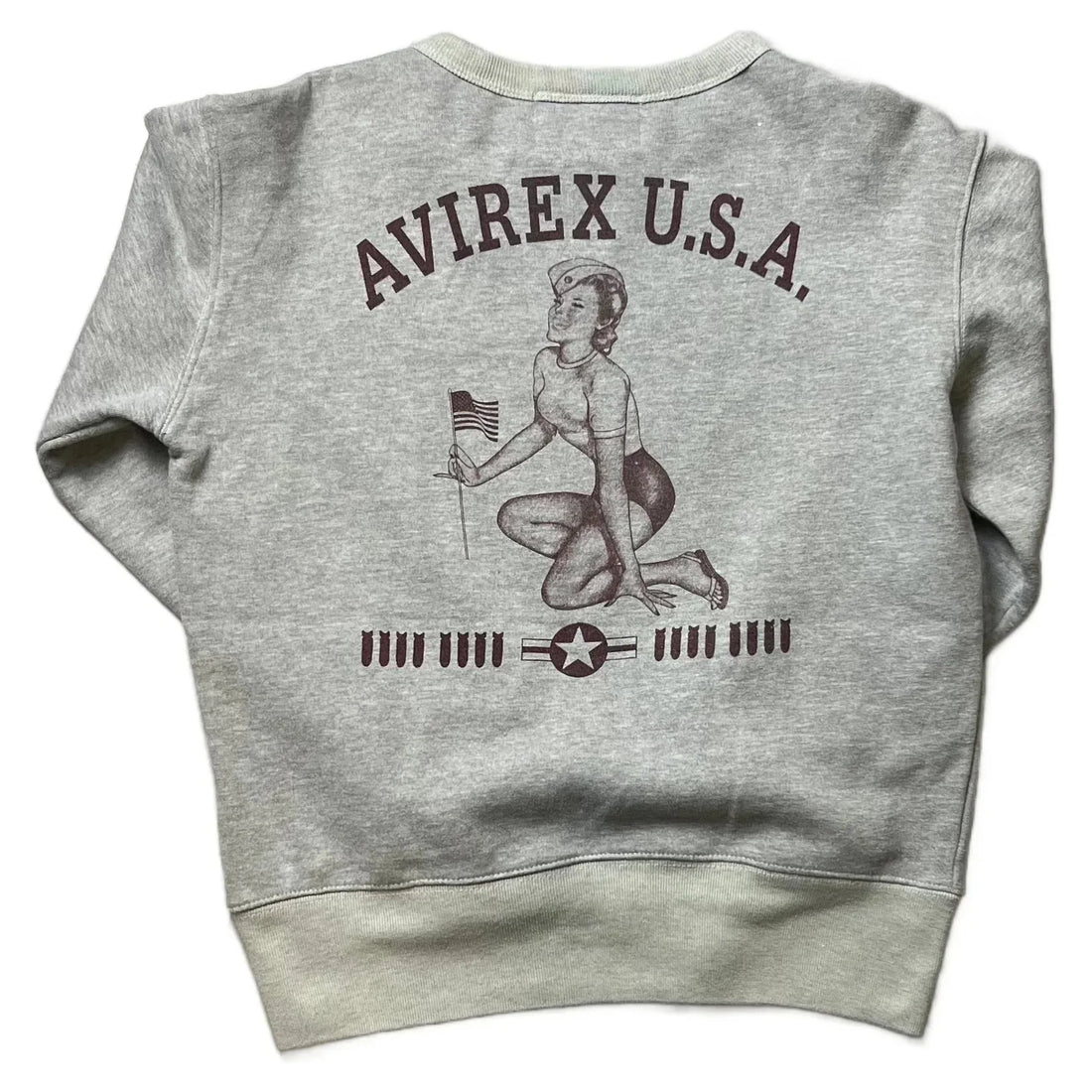 Grey Avirex Sweatshirt - L | The Streetwear Studio