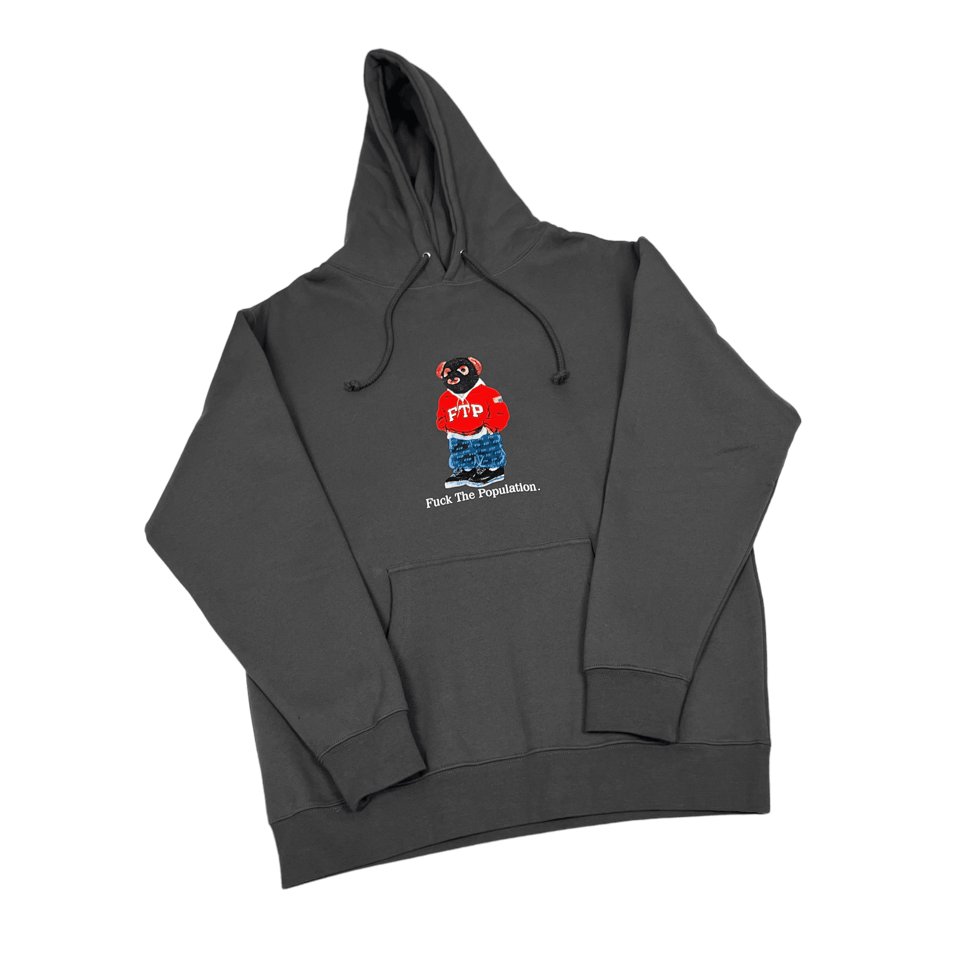 Grey Charcoal FTP Bear Hoodie - Medium - The Streetwear Studio