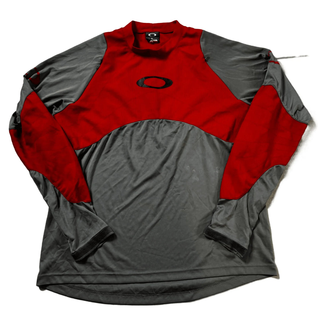 Grey + Red Oakley Long Sleeve Tee - L | The Streetwear Studio