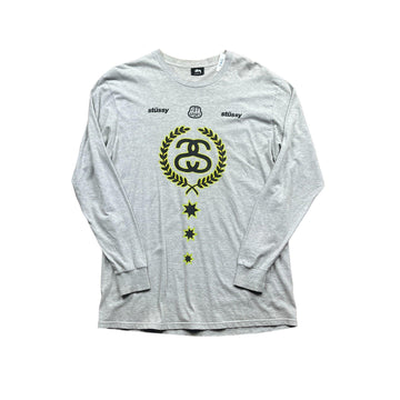Grey Stussy Long Sleeve Tee - Large - The Streetwear Studio