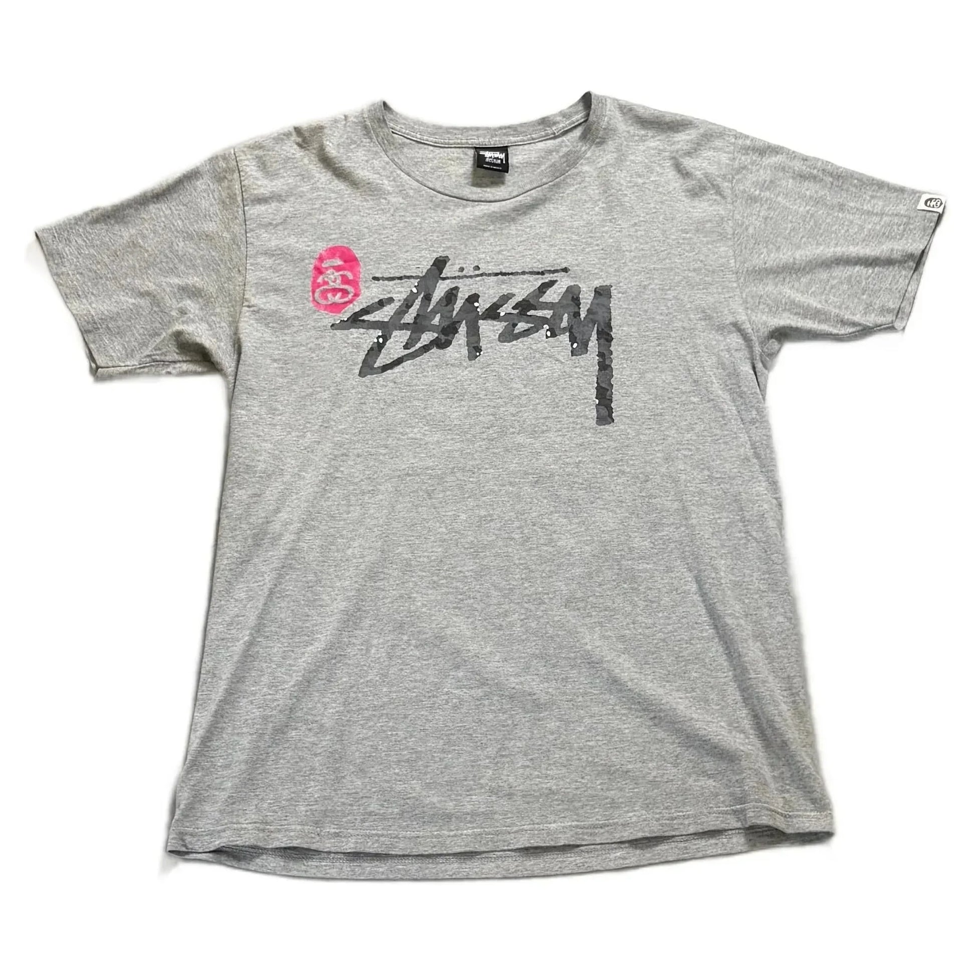 Grey Stussy x A Bathing Ape (BAPE) Tee - M | The Streetwear Studio