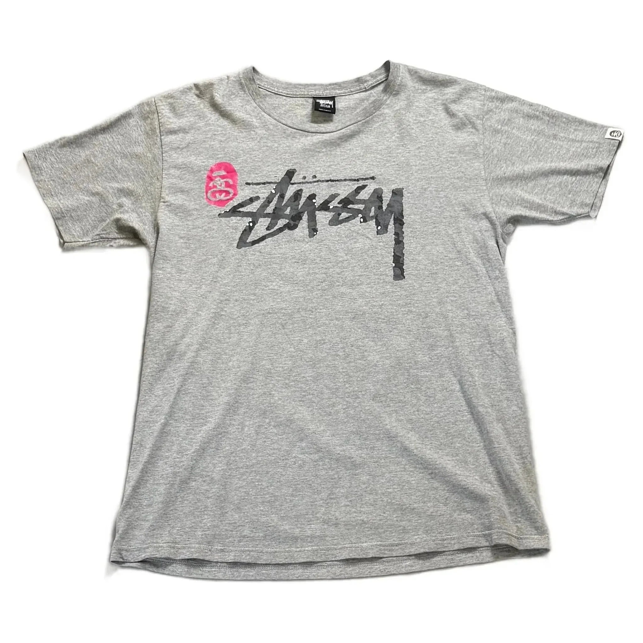 Grey Stussy x A Bathing Ape (BAPE) Tee - M | The Streetwear Studio