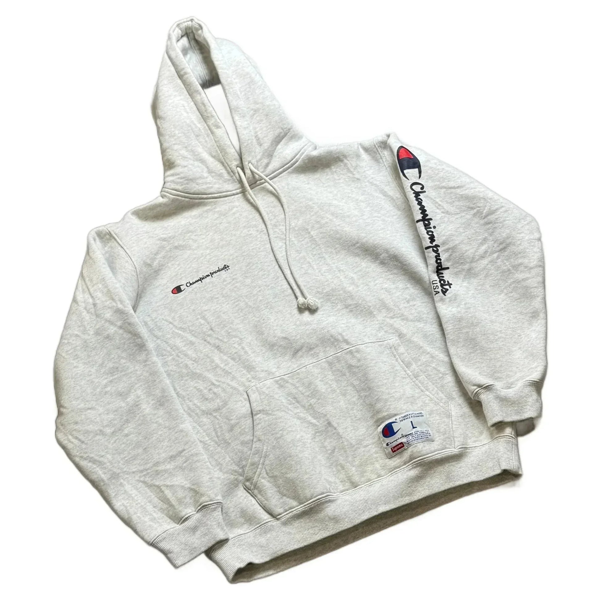 Grey Supreme x Champion Hoodie - L | The Streetwear Studio