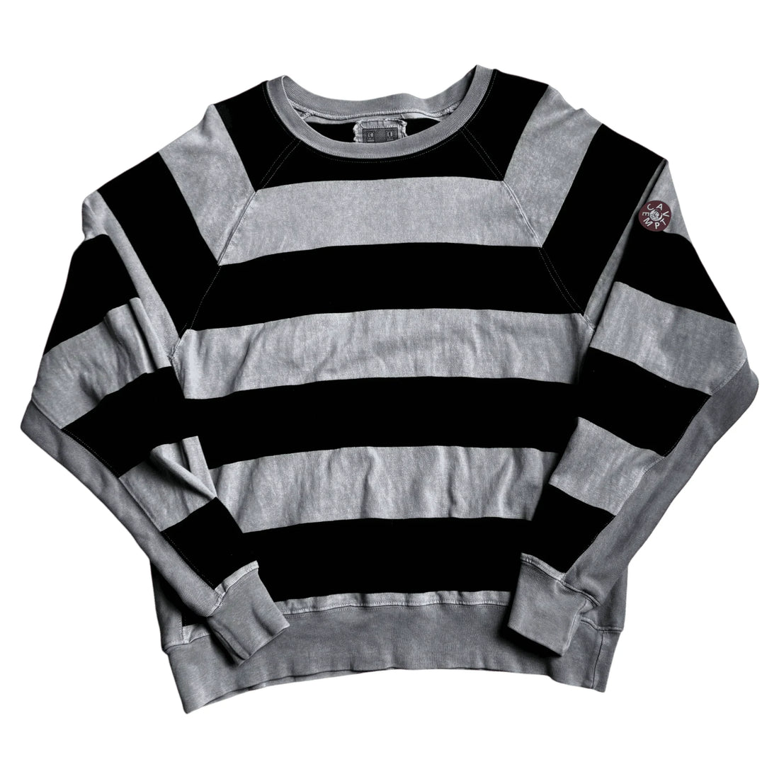 Navy Blue + Grey Striped Cav Empt Sweatshirt - M | The Streetwear Studio
