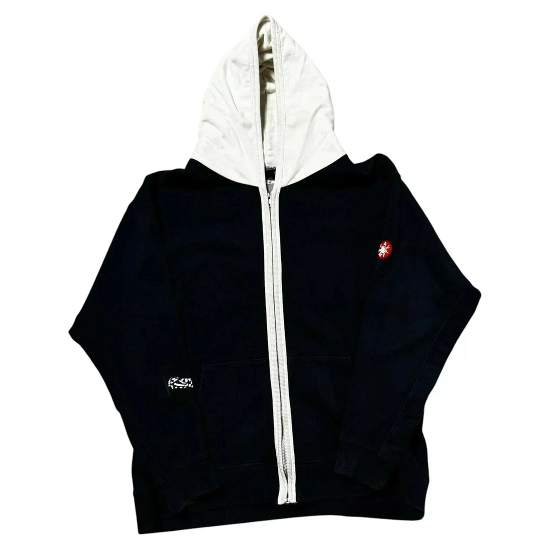 Navy Blue + White Cav Empt Zip Up Hoodie - M | The Streetwear Studio