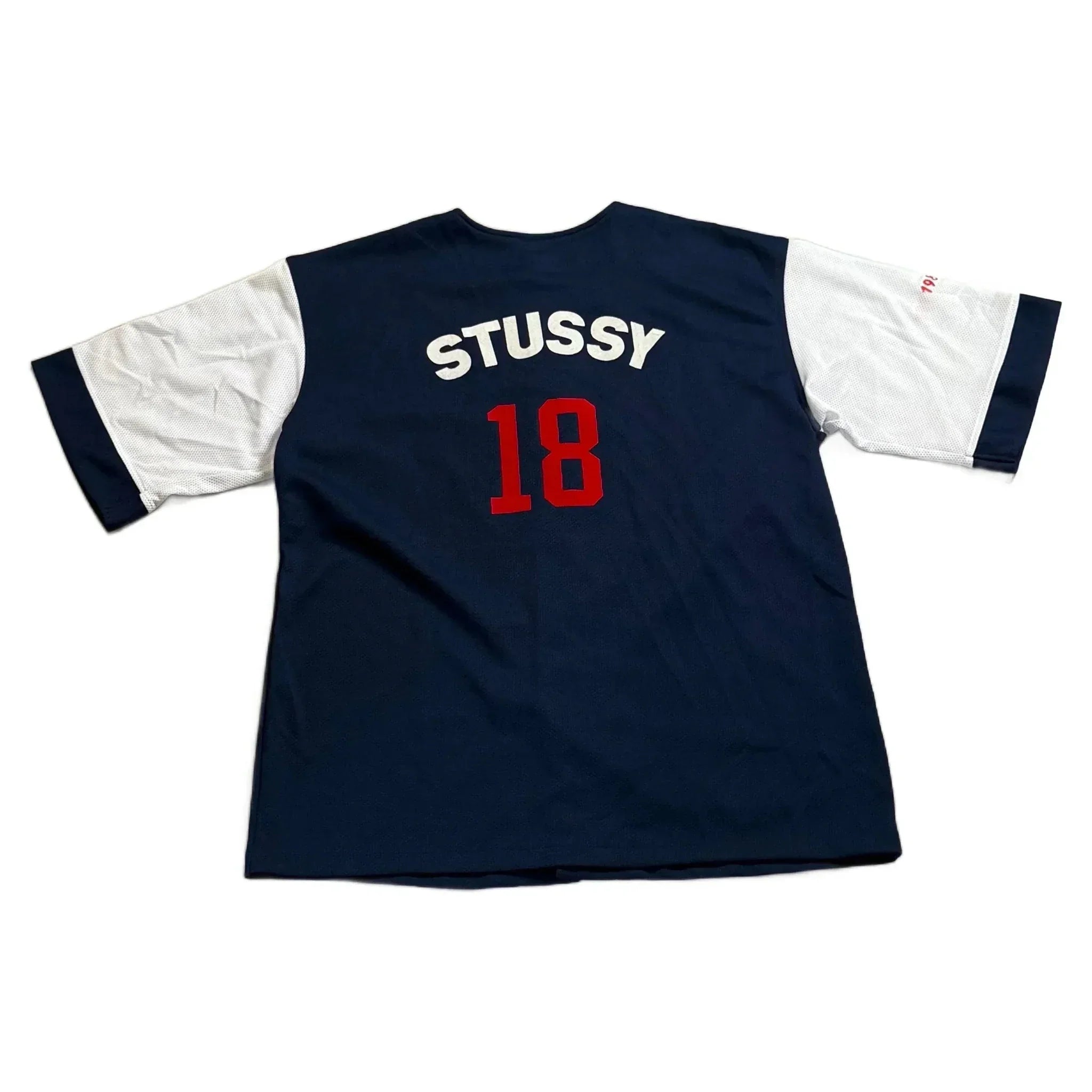 Navy Blue + White Stussy Jersey - L | The Streetwear Studio