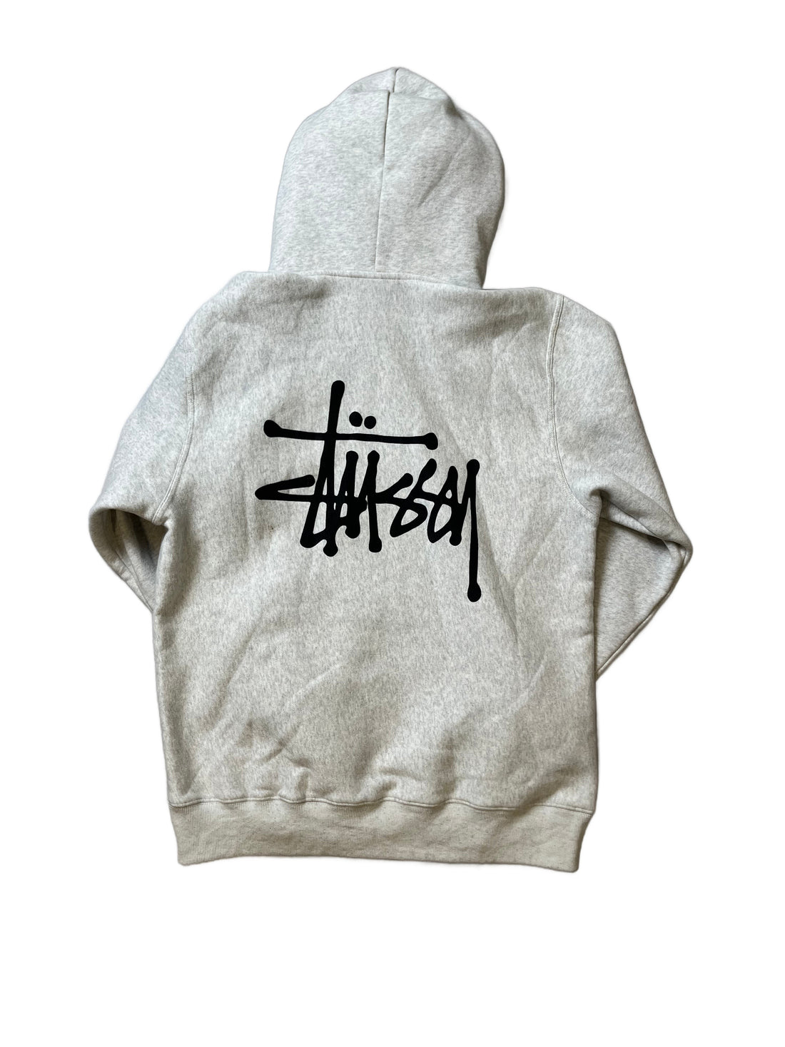 Grey Stussy Zip Up Hoodie - L