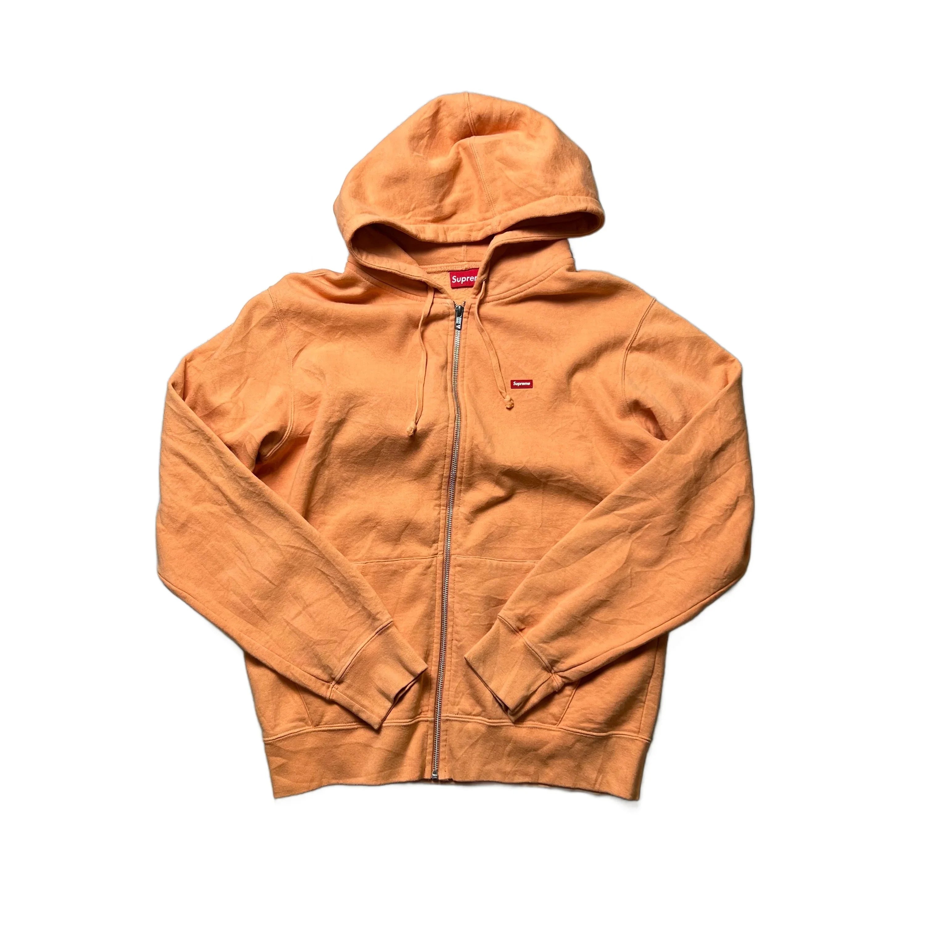 Orange Supreme Zip Up Hoodie - M