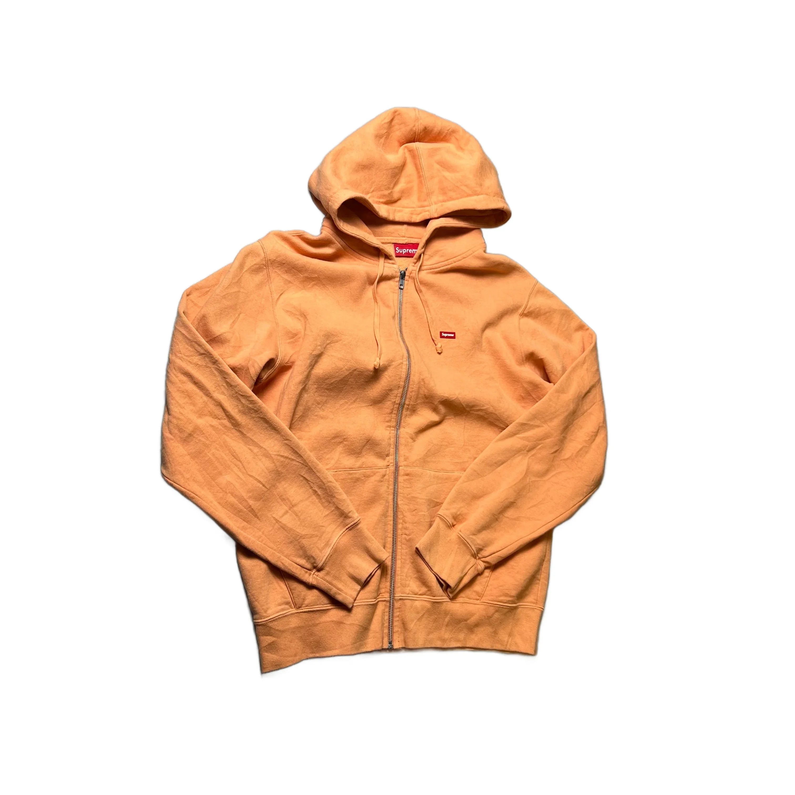 Orange Supreme Zip Up Hoodie - M