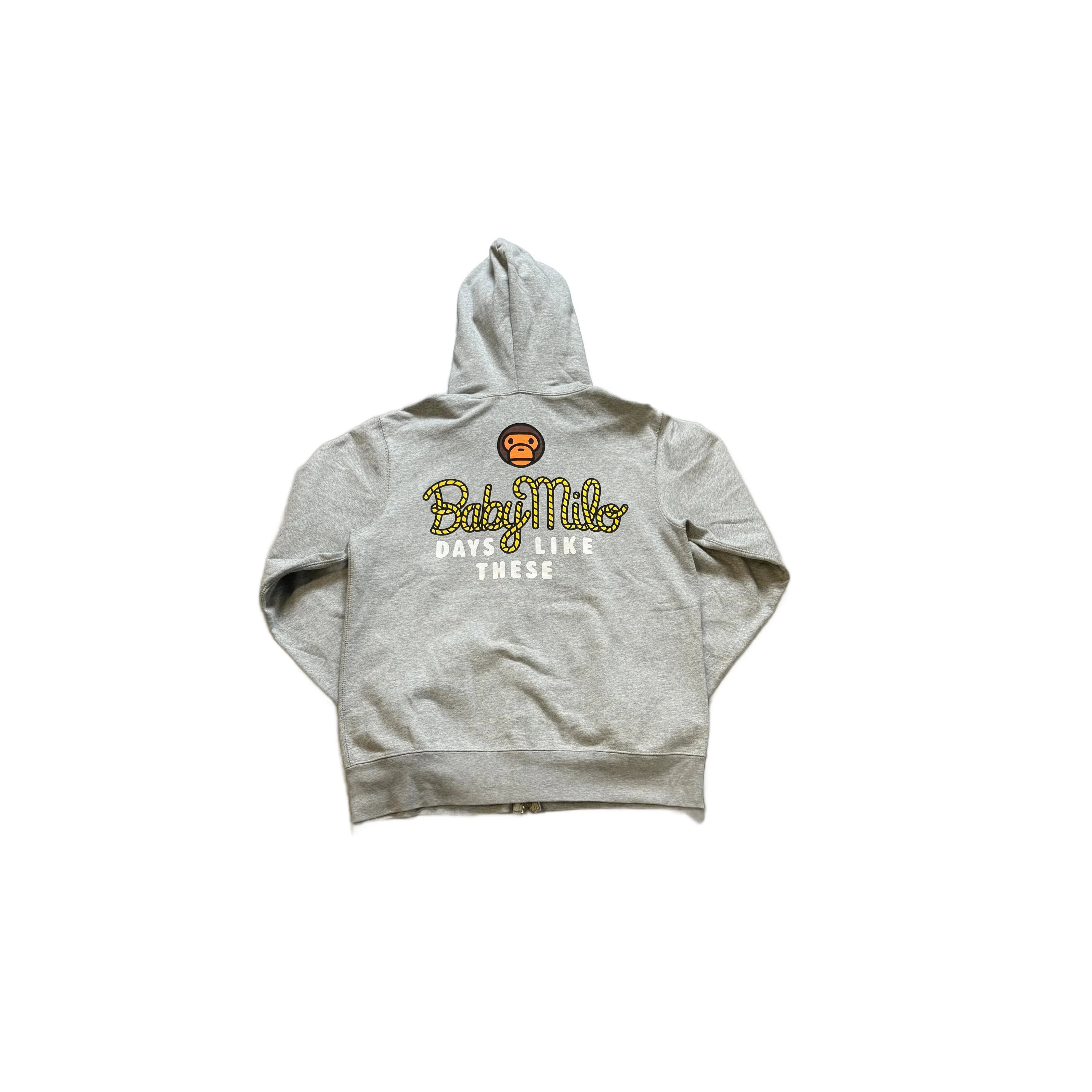 Grey A Bathing Ape (BAPE) Zip Up Hoodie - M