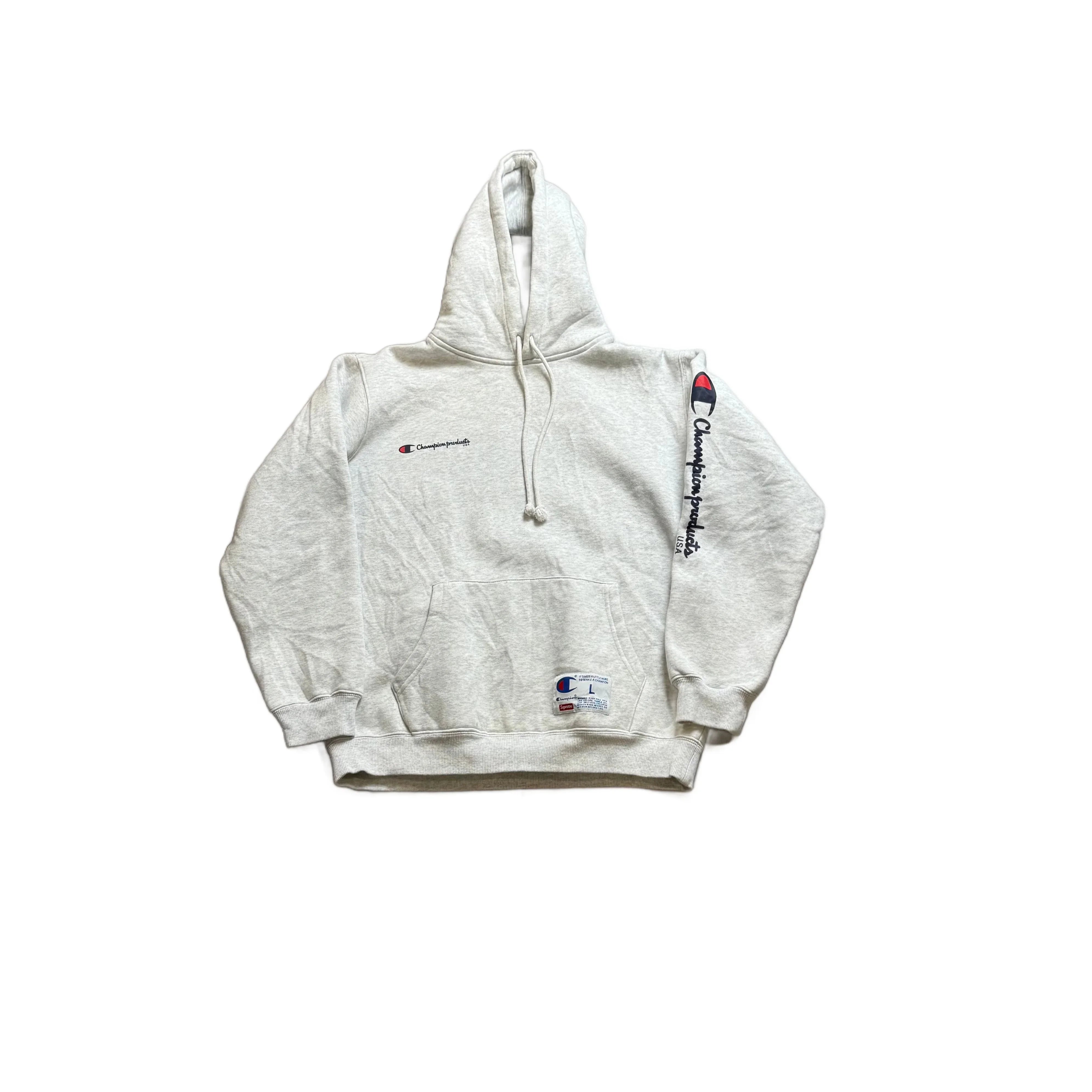Grey Supreme x Champion Hoodie - L