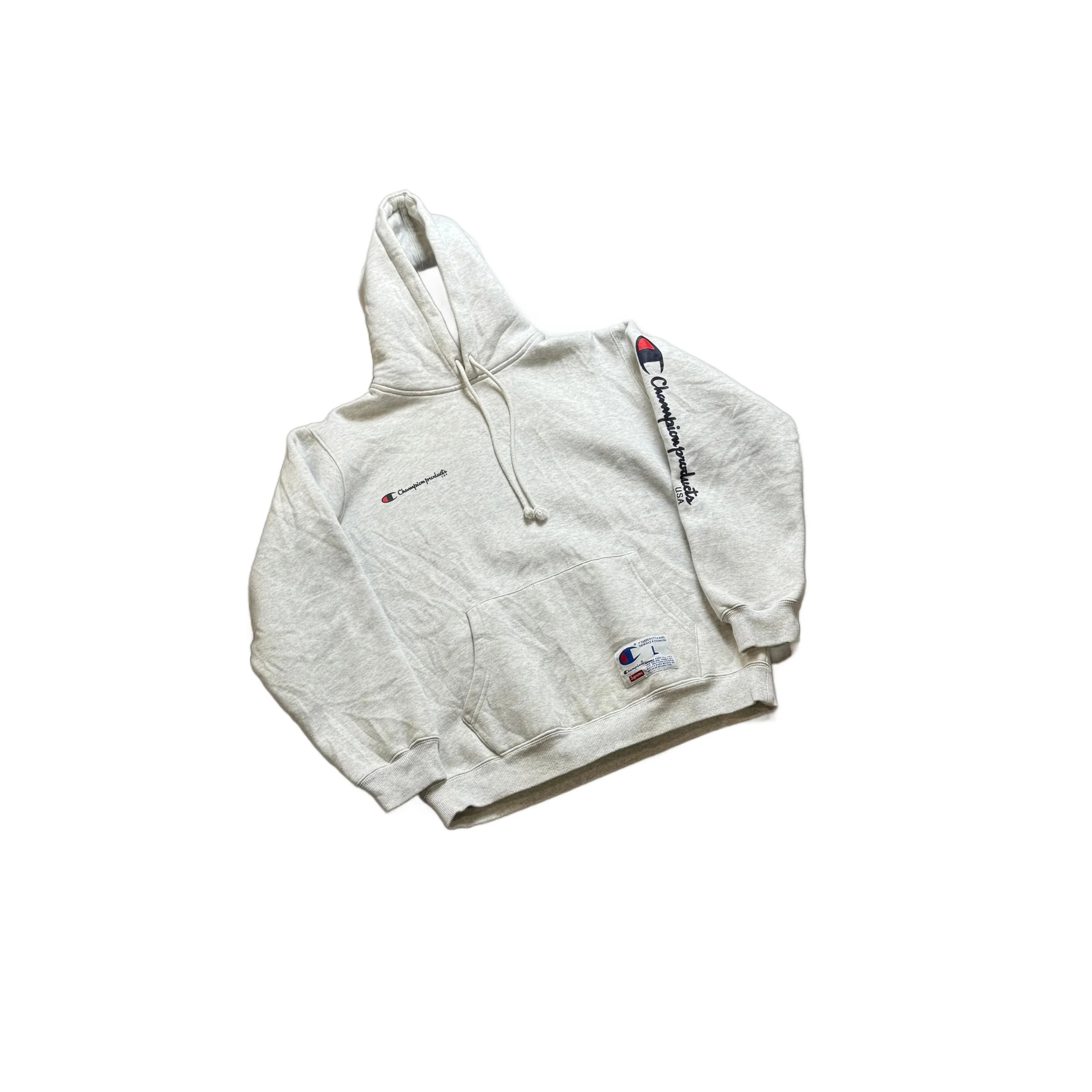 Grey Supreme x Champion Hoodie - L