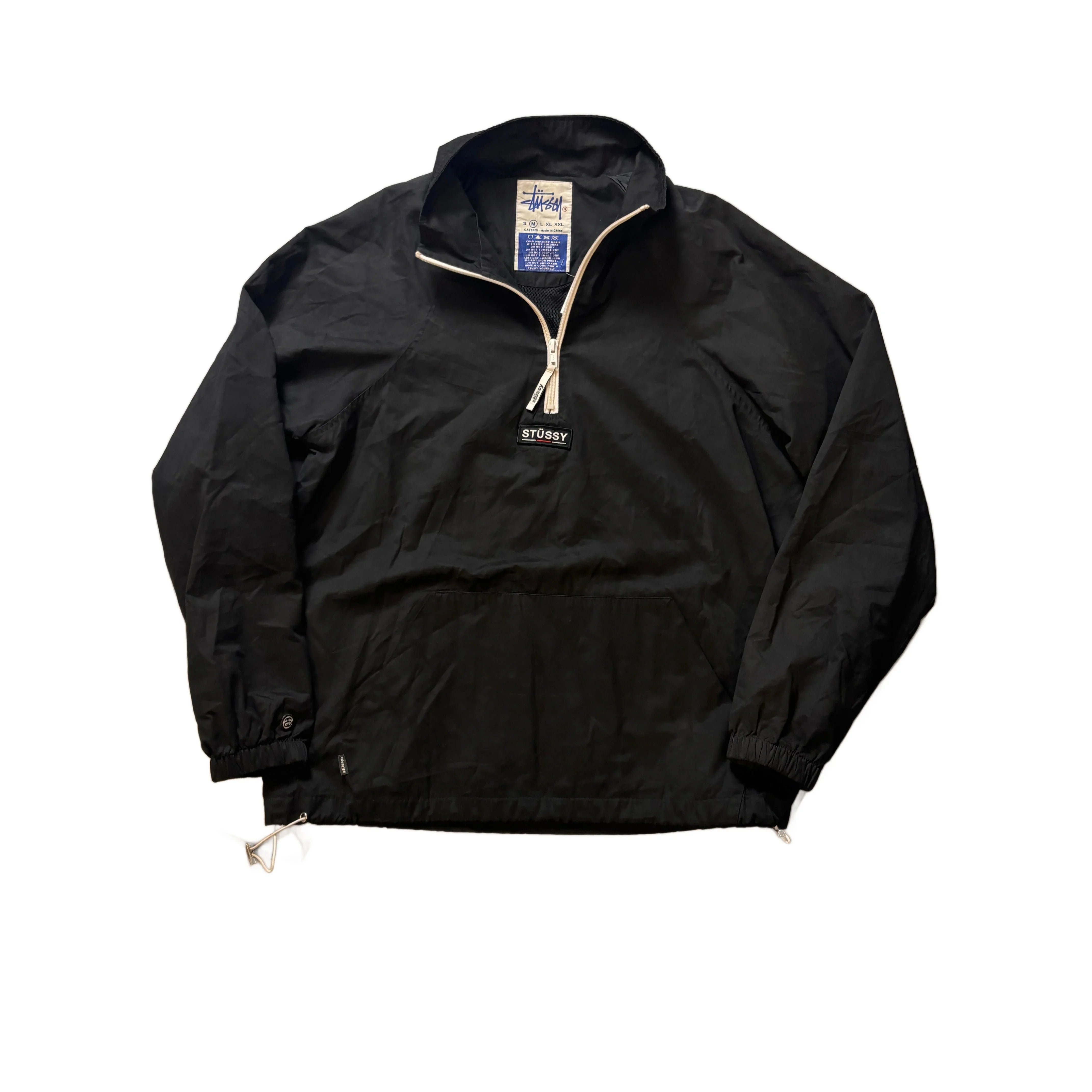 Vintage Black Stussy 1/4 Zip Jacket - M