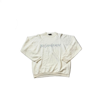 Vintage White Yves Saint Laurent (YSL) Sweatshirt - M