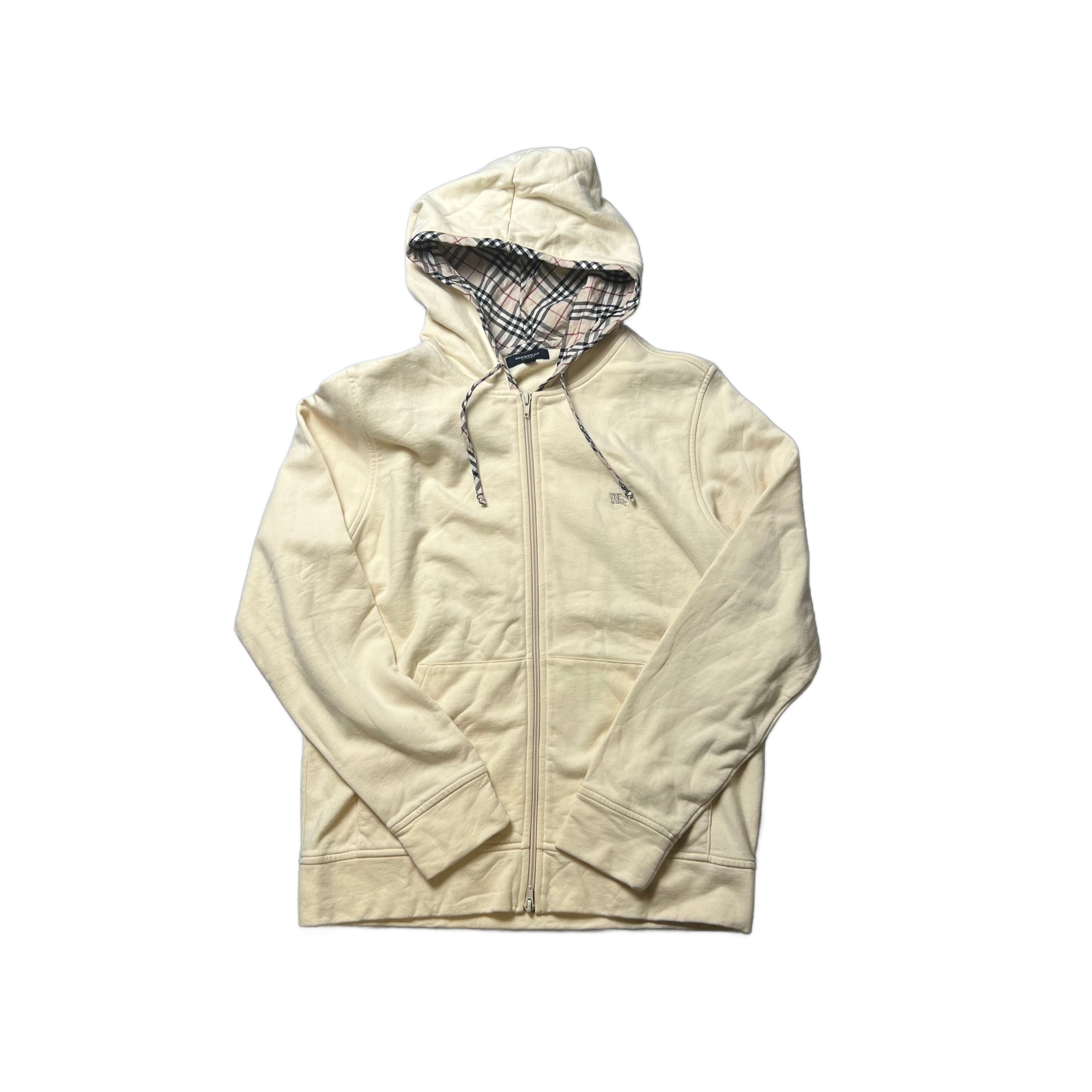 Cream Burberry Zip Up Hoodie - L