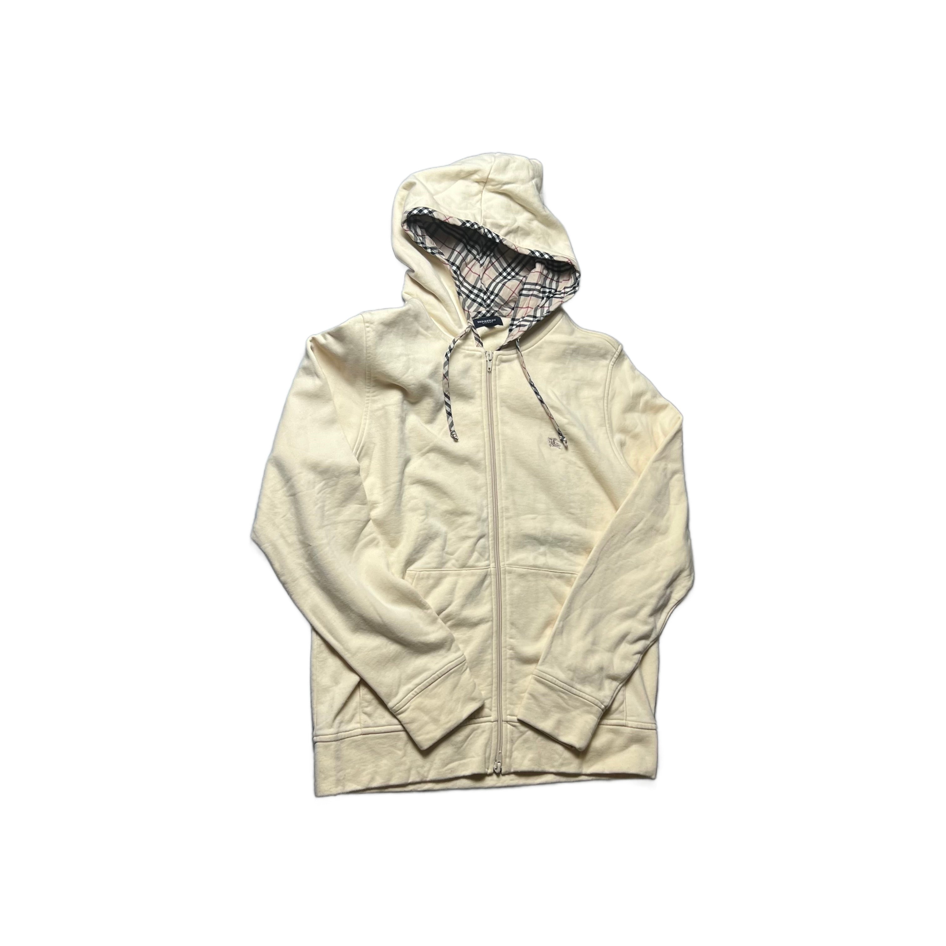 Cream Burberry Zip Up Hoodie - L
