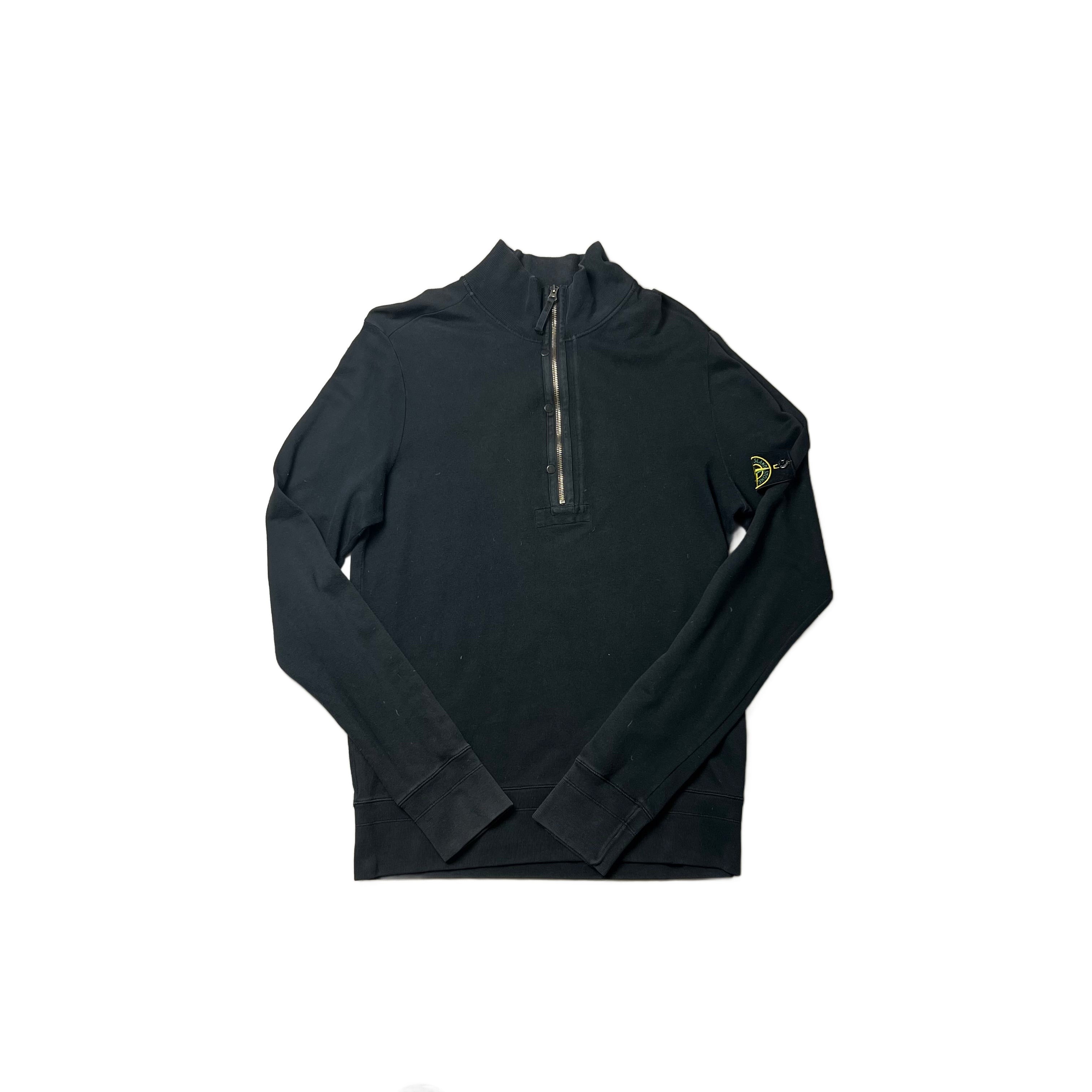 Black Stone Island 1/4 Zip Sweatshirt - L