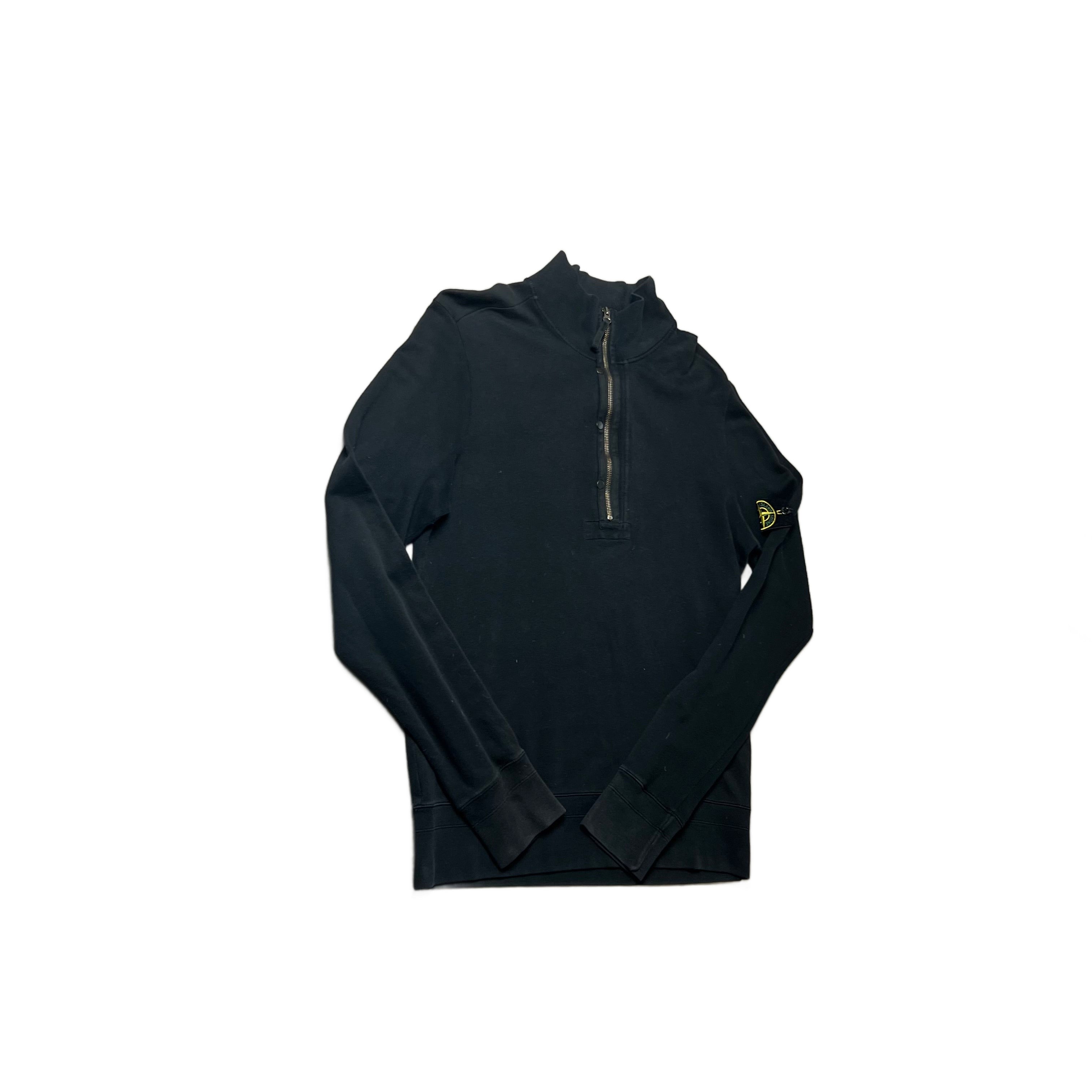 Black Stone Island 1/4 Zip Sweatshirt - L