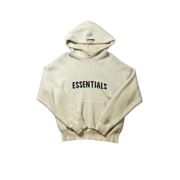 Cream Fear of God Essentials Knitted Hoodie - M