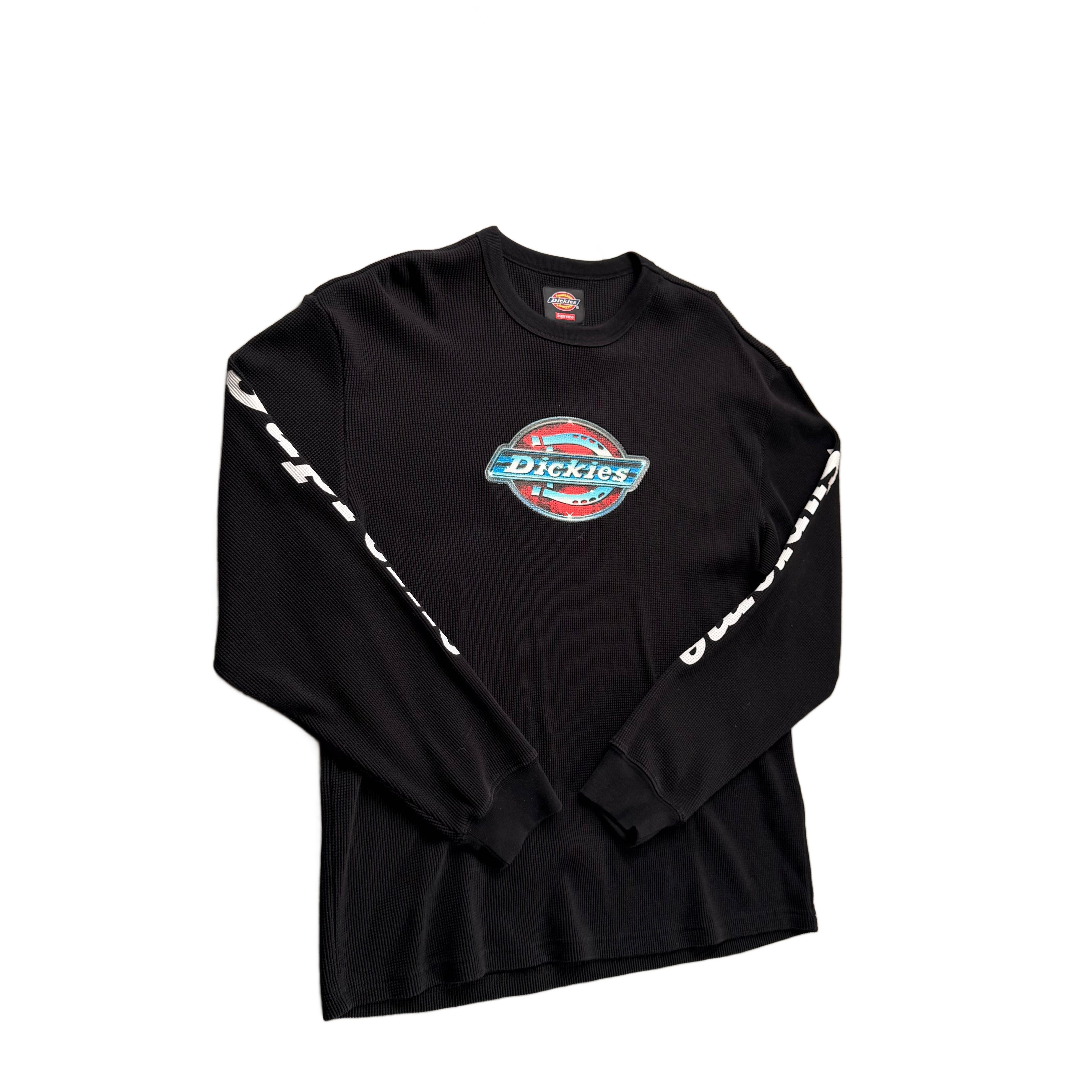 Black Supreme x Dickies Long Sleeve Waffle Tee - M