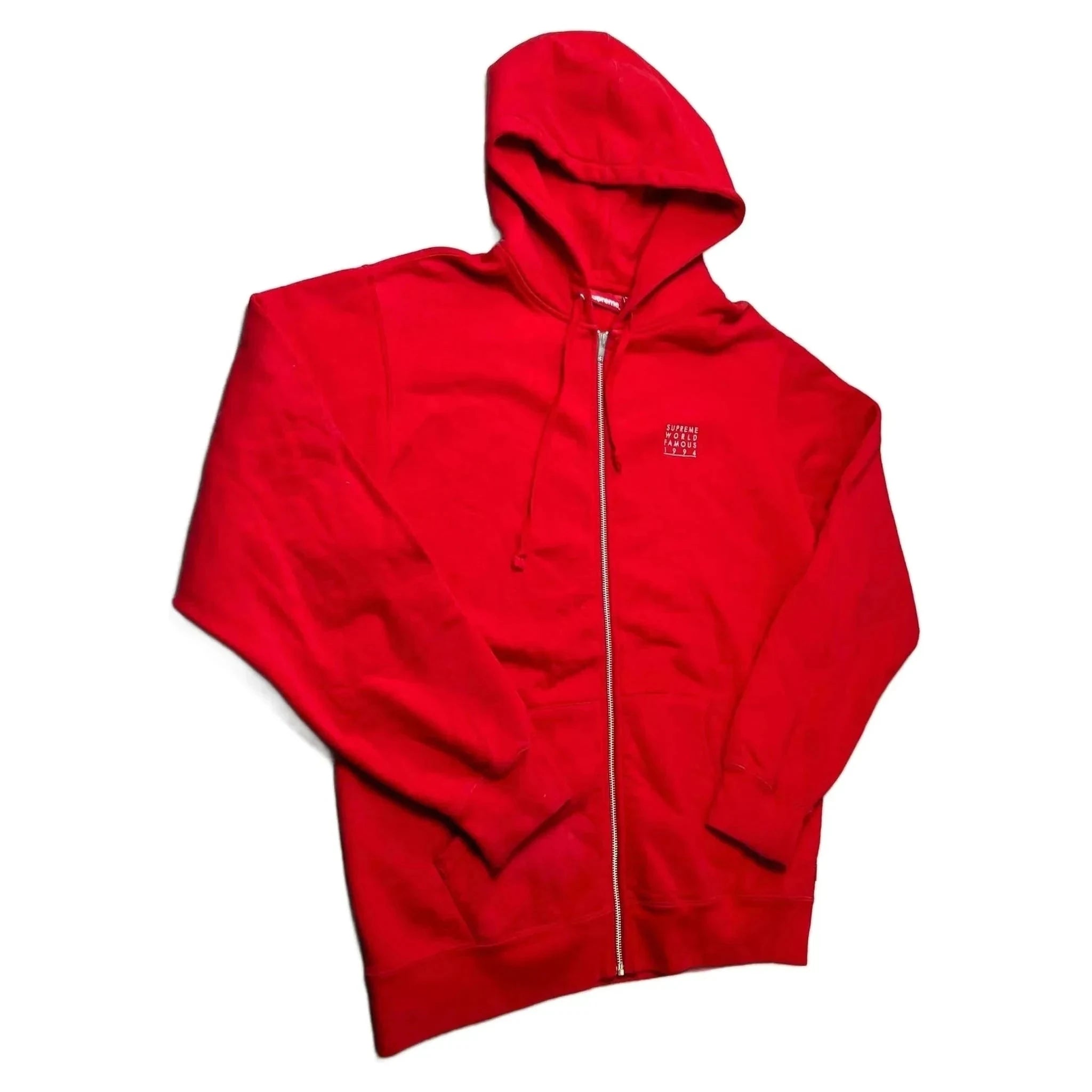 Red Supreme Zip Up Hoodie - XL