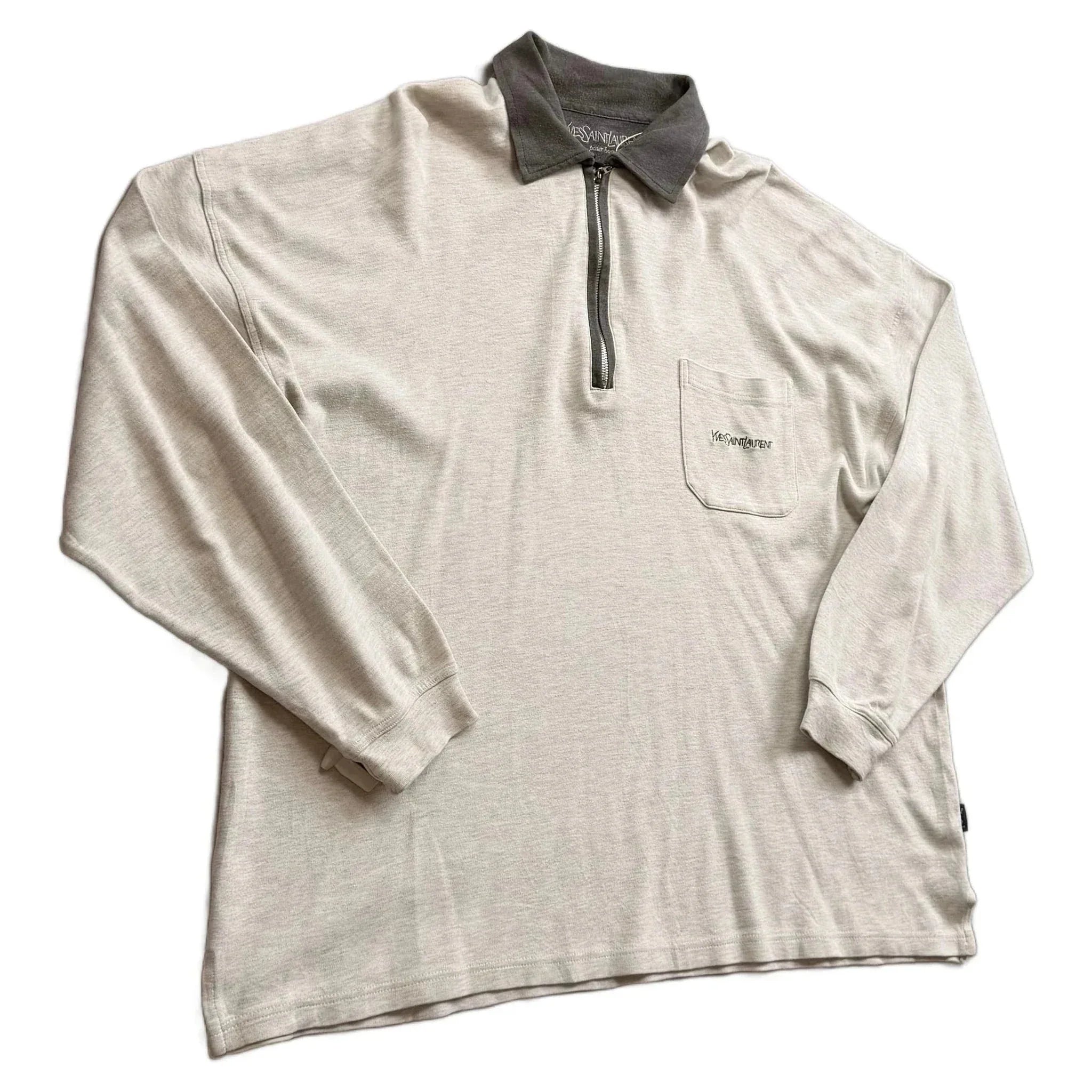 Yves Saint Laurent (YSL) 1/4 Zip Sweatshirt - Grey - XXL